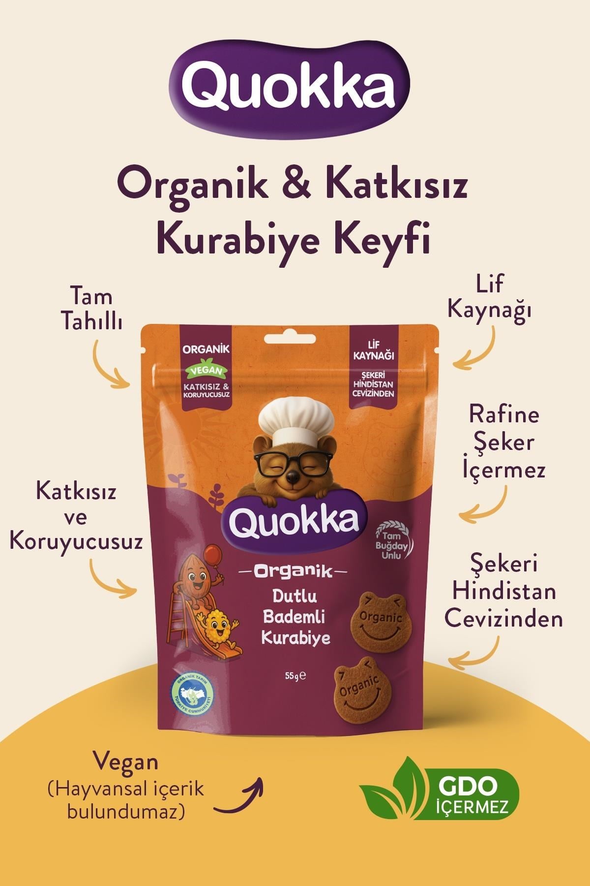 Organik Tarçınlı, Dutlu, Keçiboynuzlu Kurabiyeler 55 gr Atıştırmalık Paketi- 6 adet (3 çeşit)