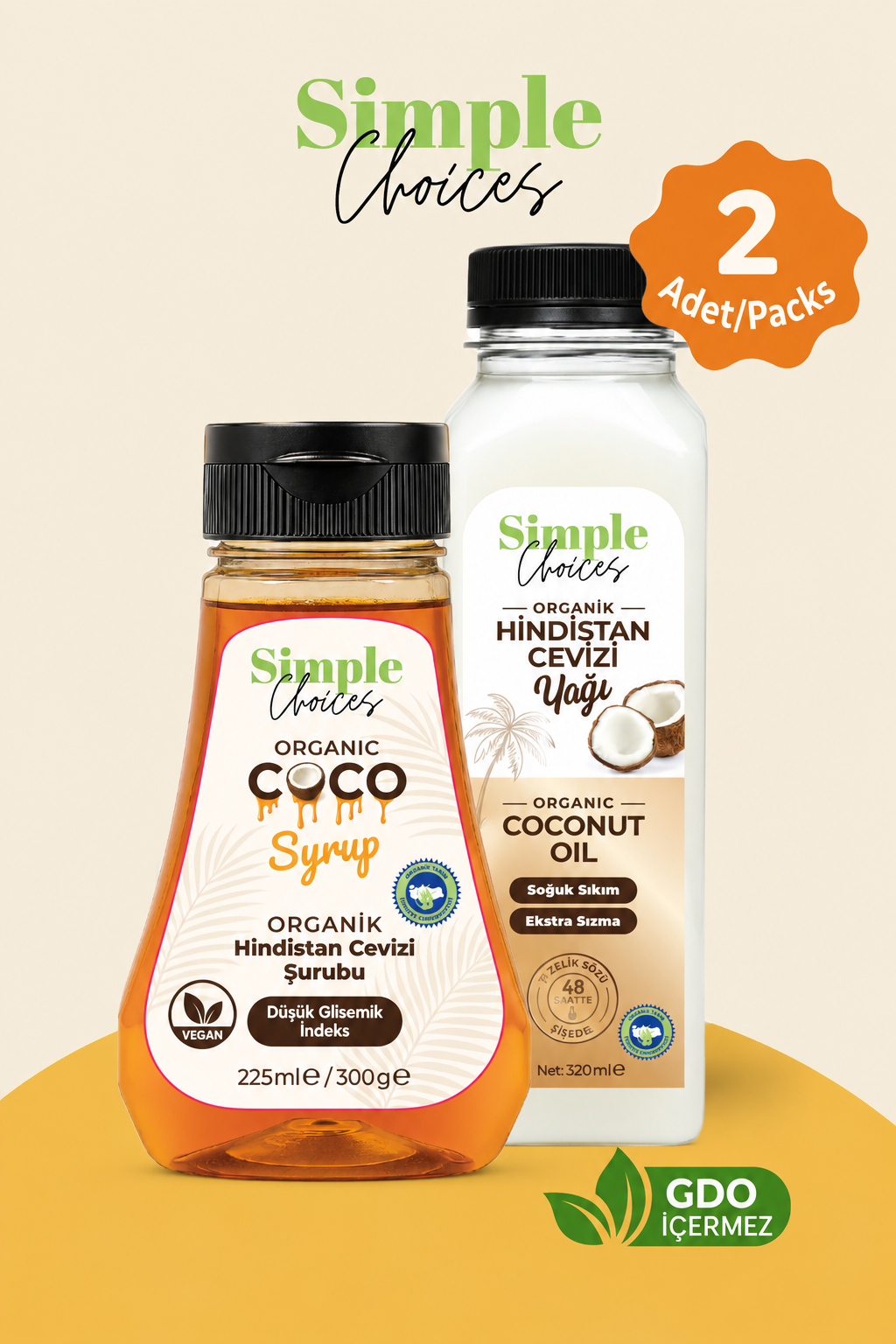 Simple Choices Organik Hindistan Cevizi Yağı 320 ml + Organik Cevizi Nektarı 225 ml 
