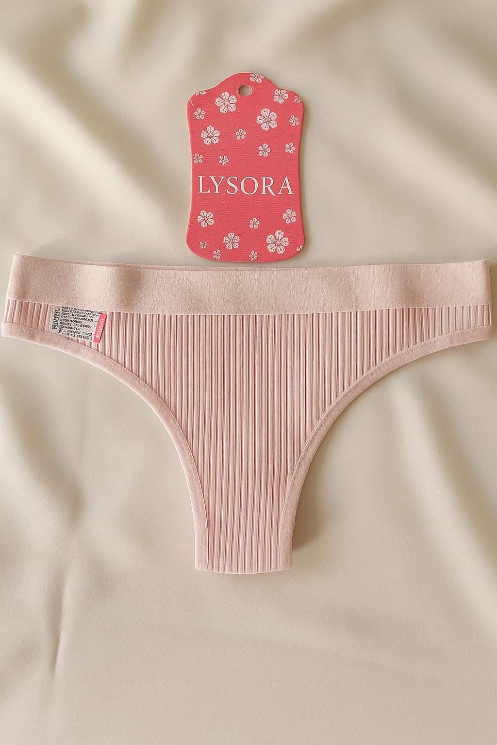 Pudra Pembe Çizgili Tanga Bikini