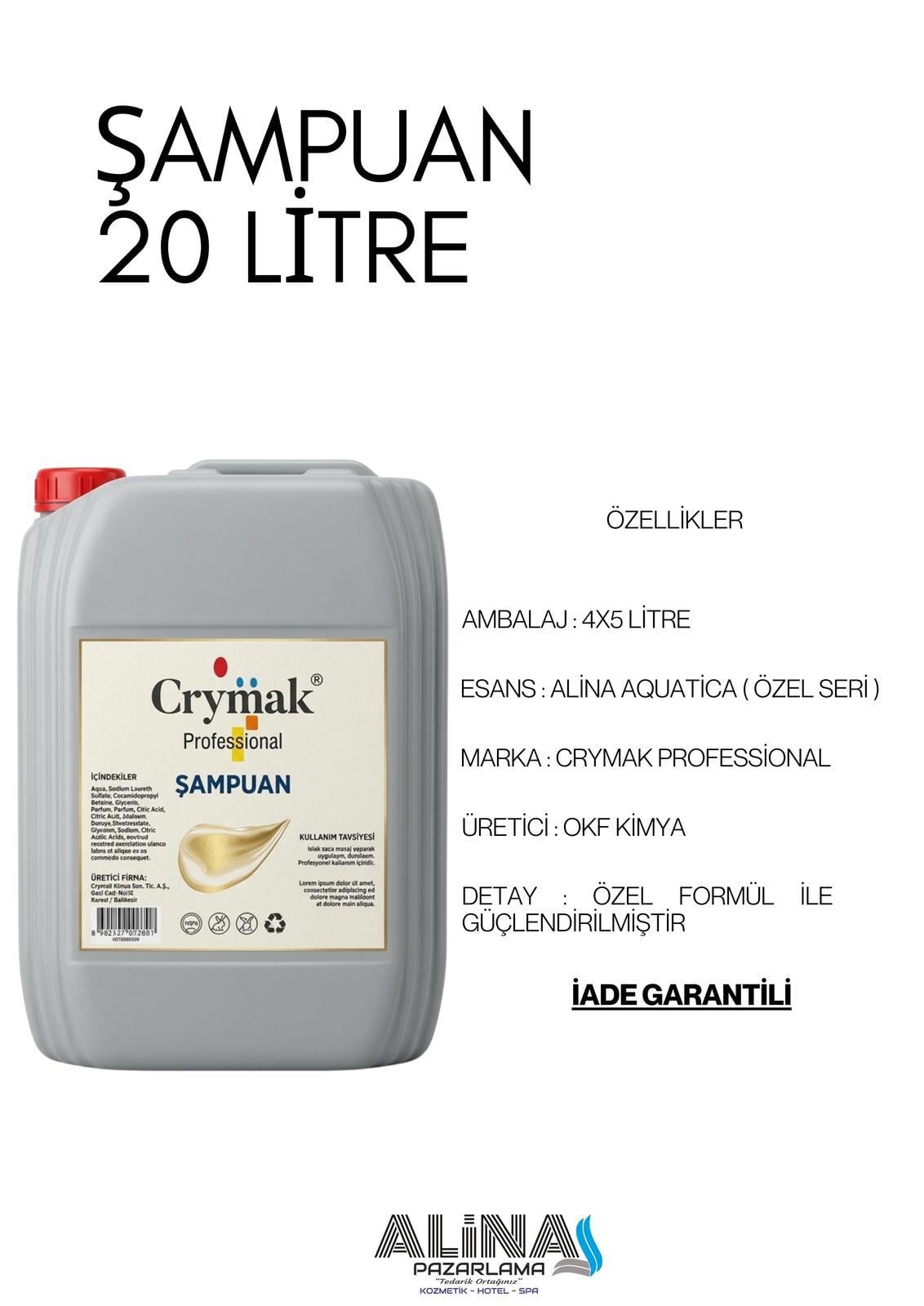20 LT ŞAMPUAN ALN154 ( 4 x 5 LT )