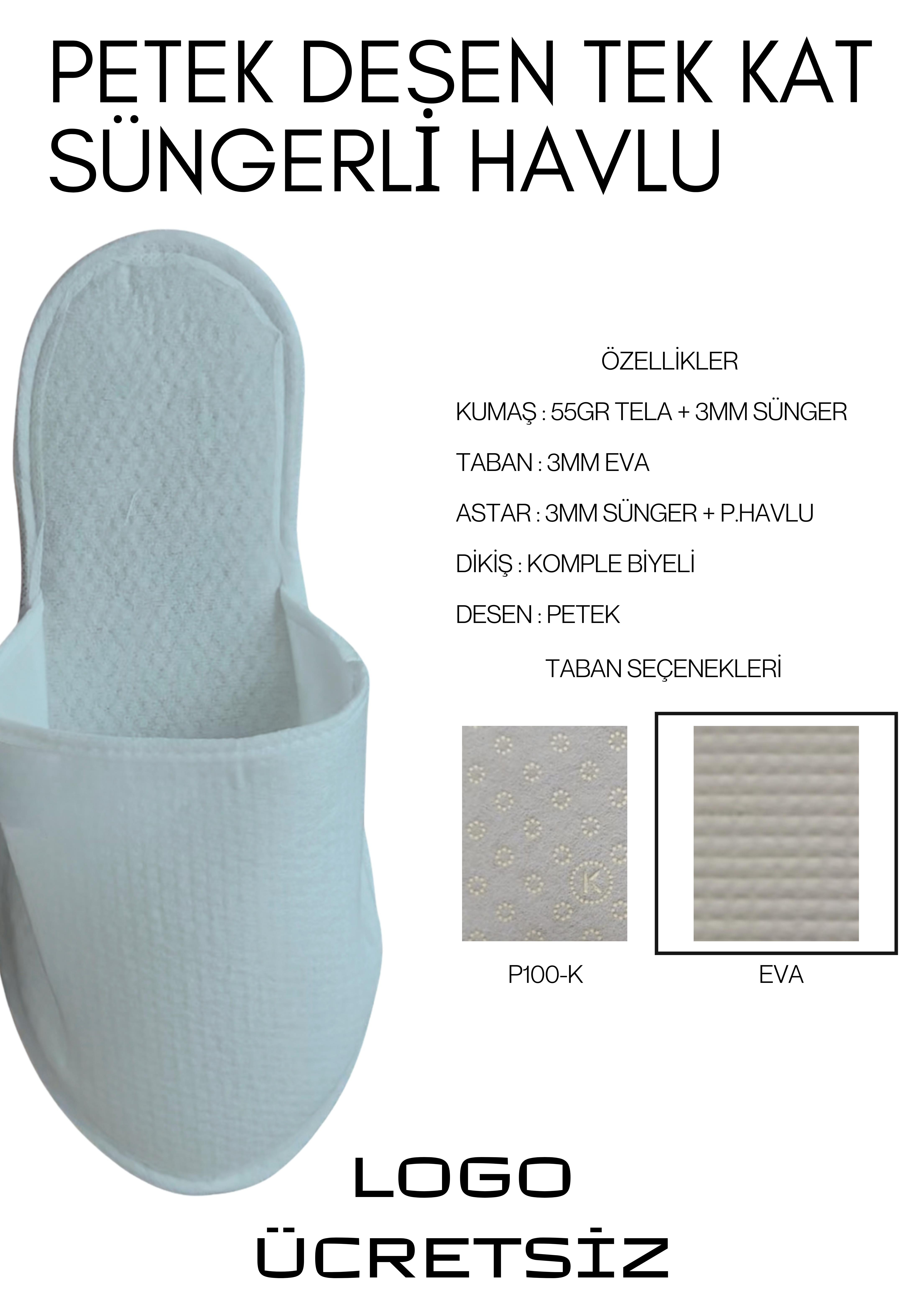 3mm Petek Desen Polyester Tek Kullanımlık Terlik P100