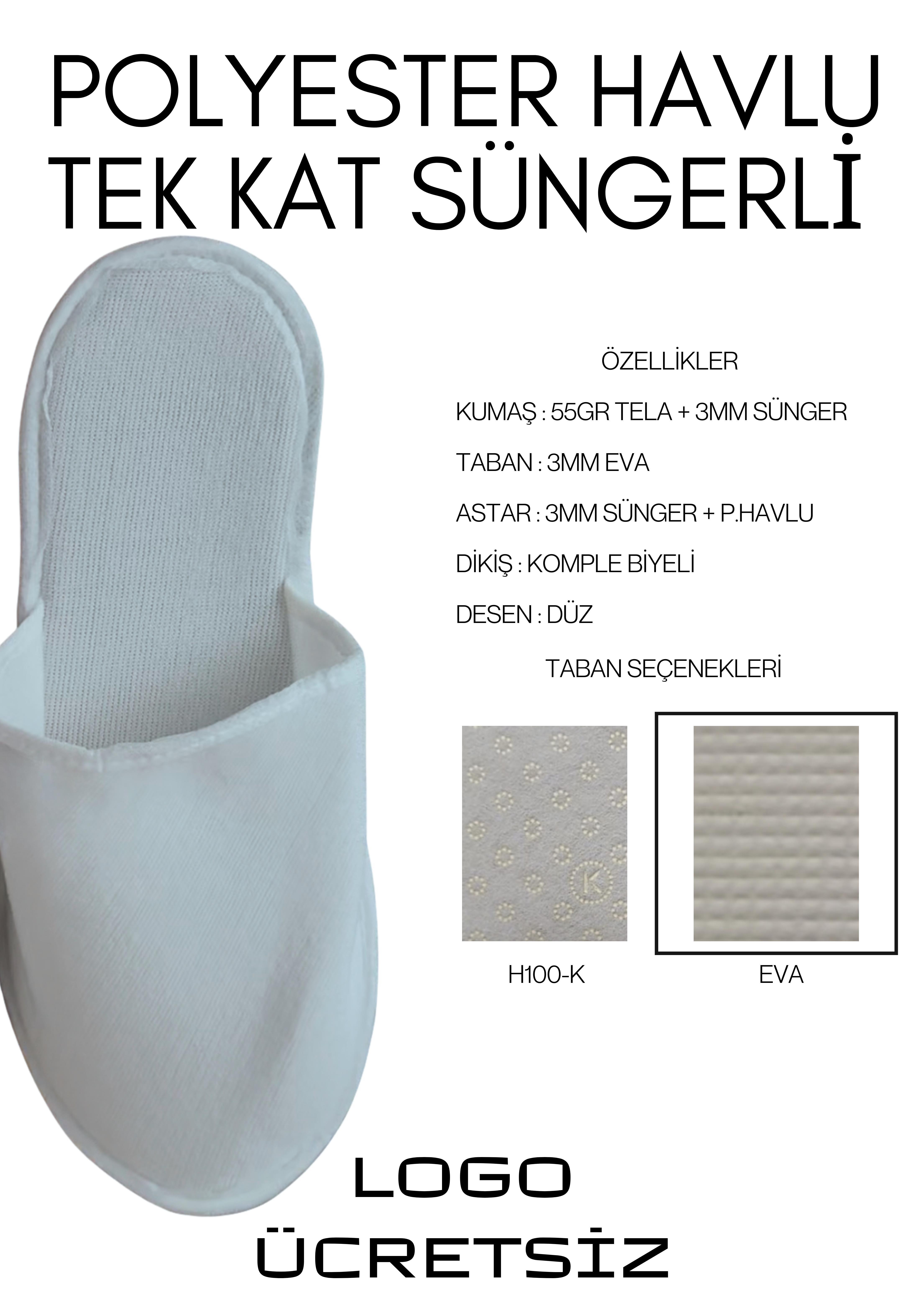 3mm Süngerli Havlu Polyester Tek Kullanımlık Terlik H100