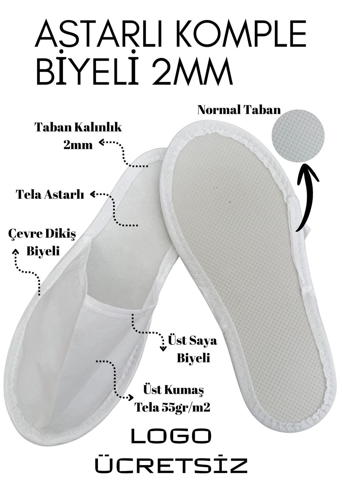 Astarlı 2mm Komple Biyeli Tek Kullanımlık Terlik T002