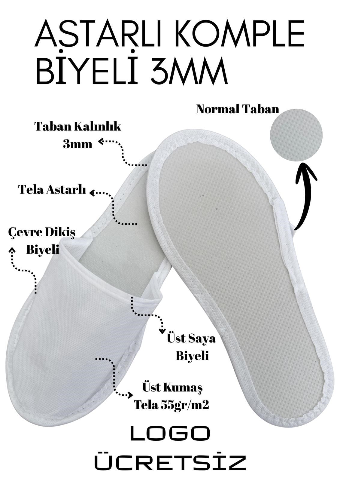Astarlı 3mm Komple Biyeli Tek Kullanımlık Terlik T007