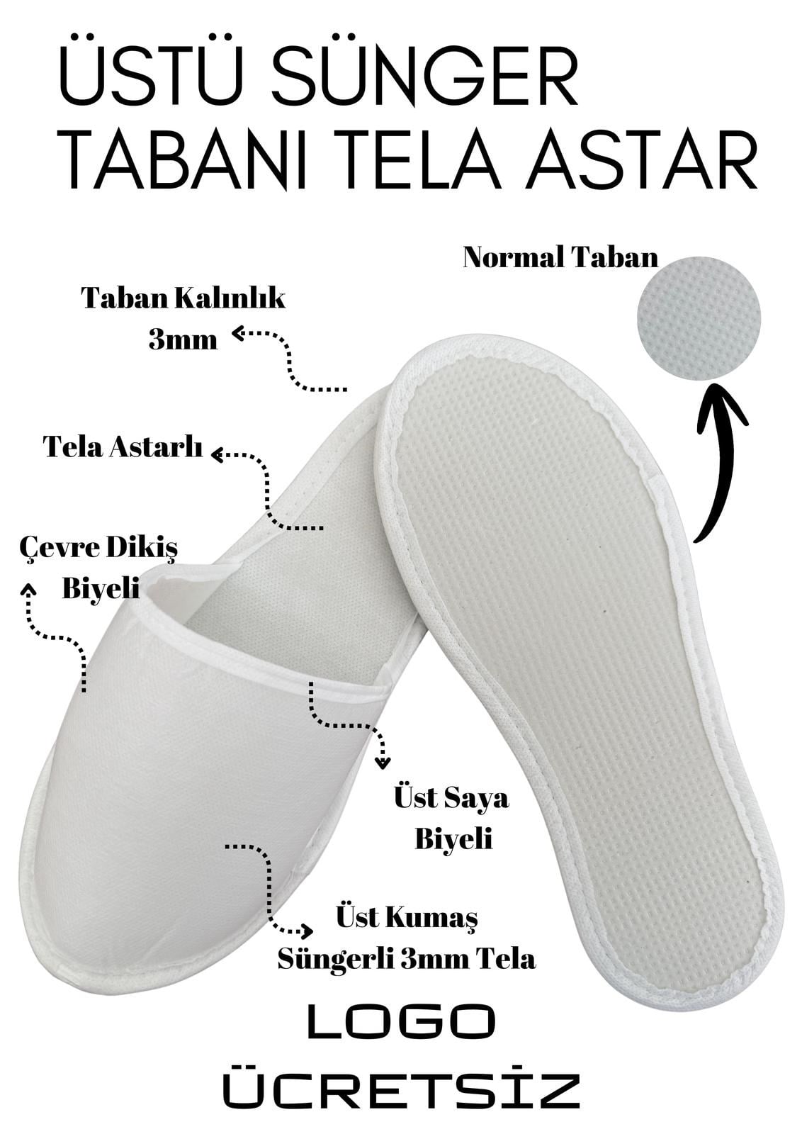 Üst Süngerli Taban Astarlı Ecolüks Tek Kullanımlık Terlik T007-L
