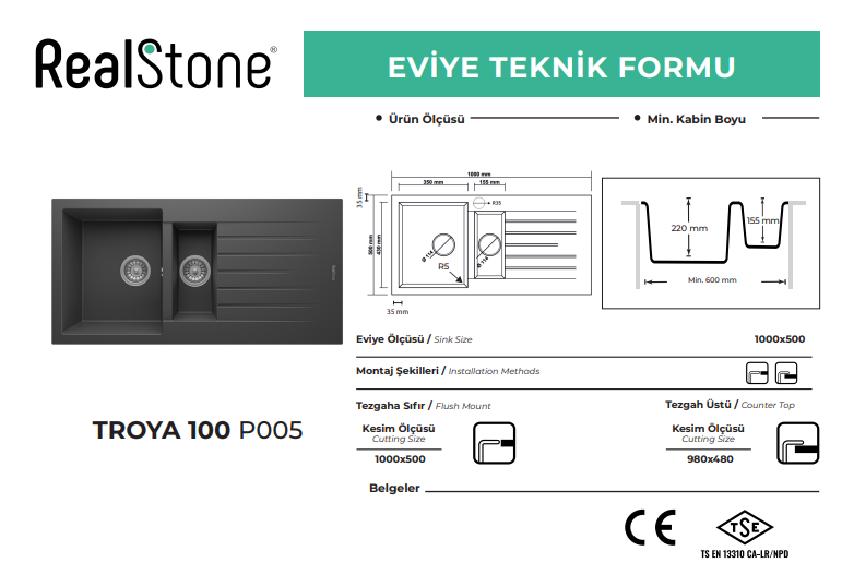 Realstone Troya Siyah 100