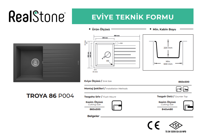 Realstone Troya Siyah 86
