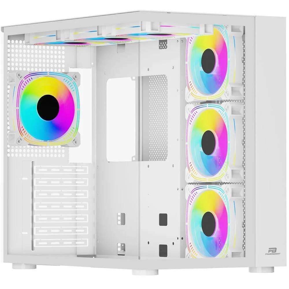 POWERBOOST PB-SS02W SEA VIEW USB 3.0 ATX 7xARGB FANLI BEYAZ KASA