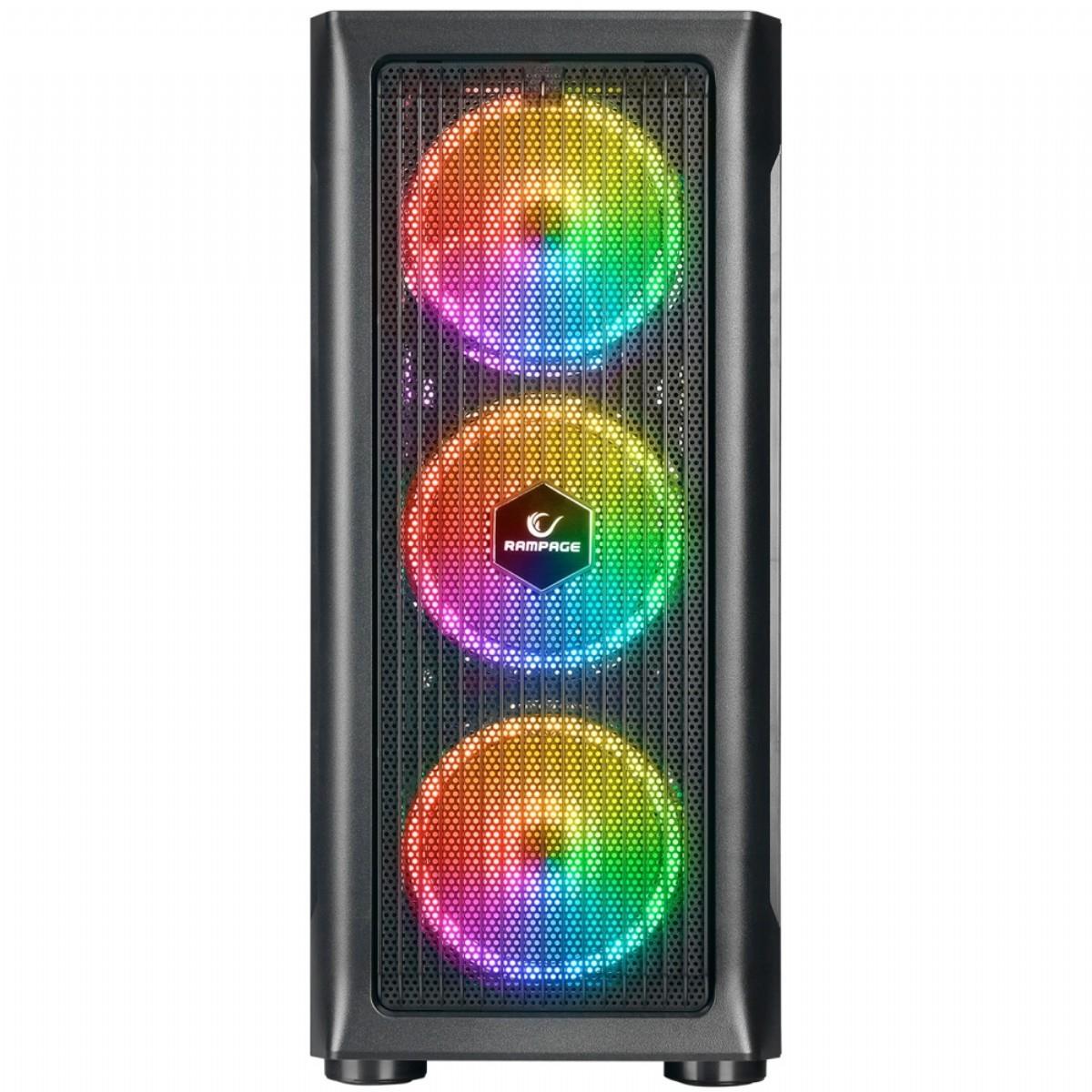 RAMPAGE PROLIX 4*12CM ARGB FAN MANYETİK TEMPERLİ CAMLI Mid-T POWERSIZ OYUNCU KASASI