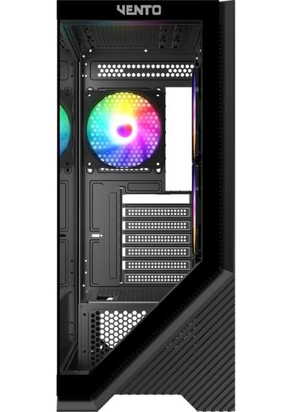 VENTO VG4202FL FSP 750W GEN5 4x120MM RAINBOW RGB FAN USB 3.0 TEMPERLİ CAM SİYAH OYUNCU KASASI