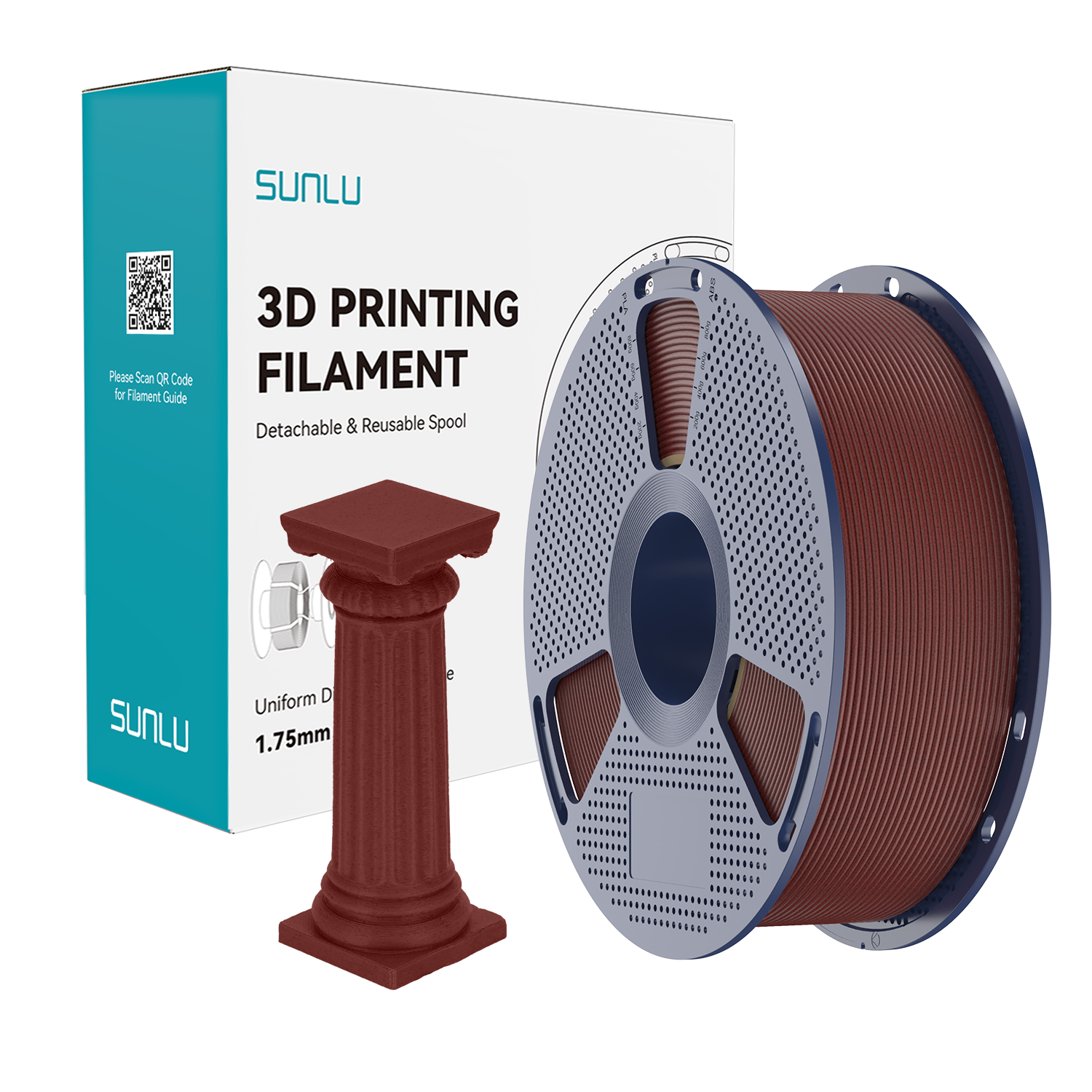 SUNLU High Speed PLA Marble Filament Brick Red