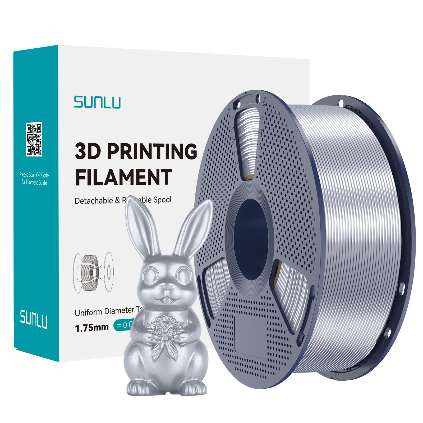 SUNLU Silk PLA+ Filament Silver