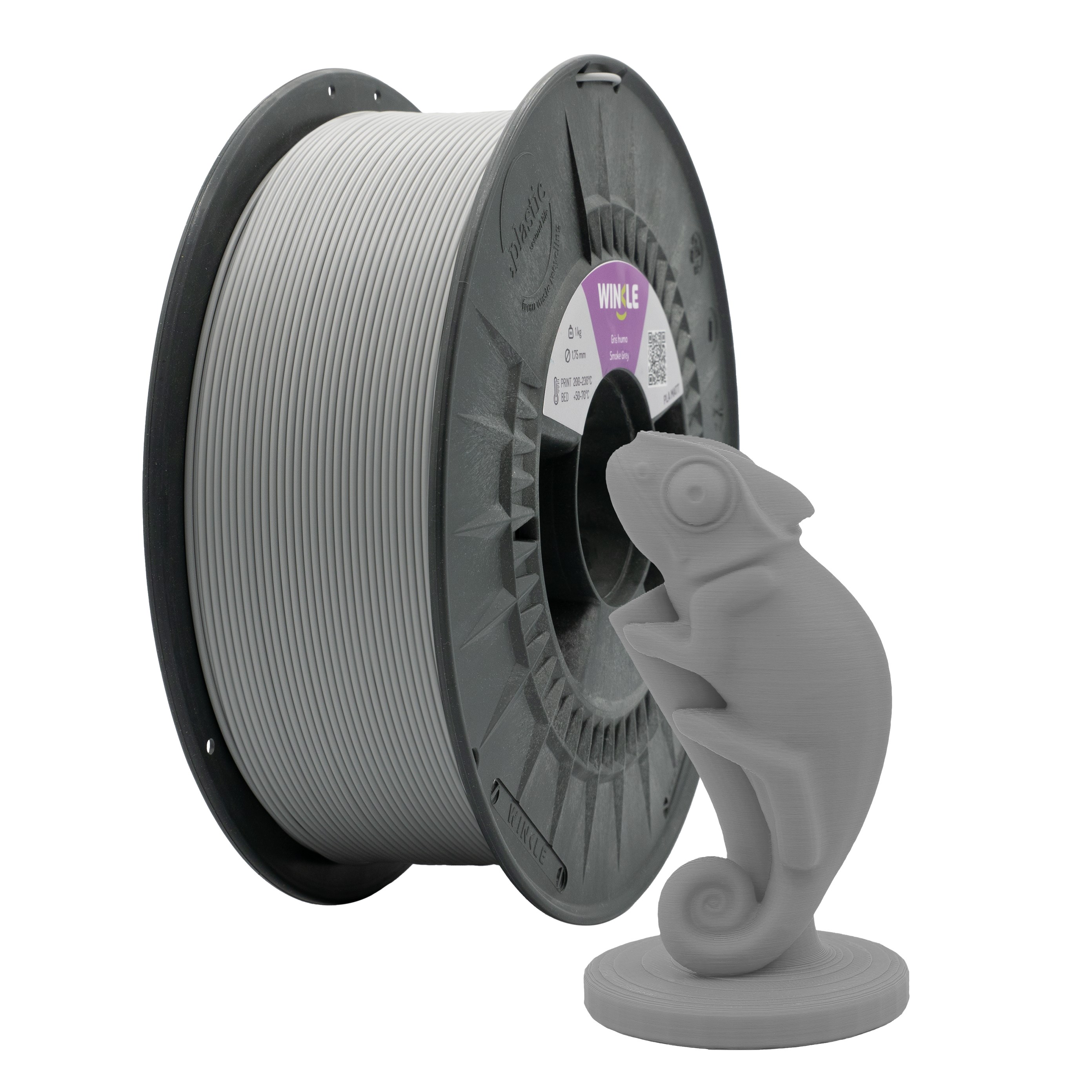 WINKLE Matte PLA Filament Smoke Gray