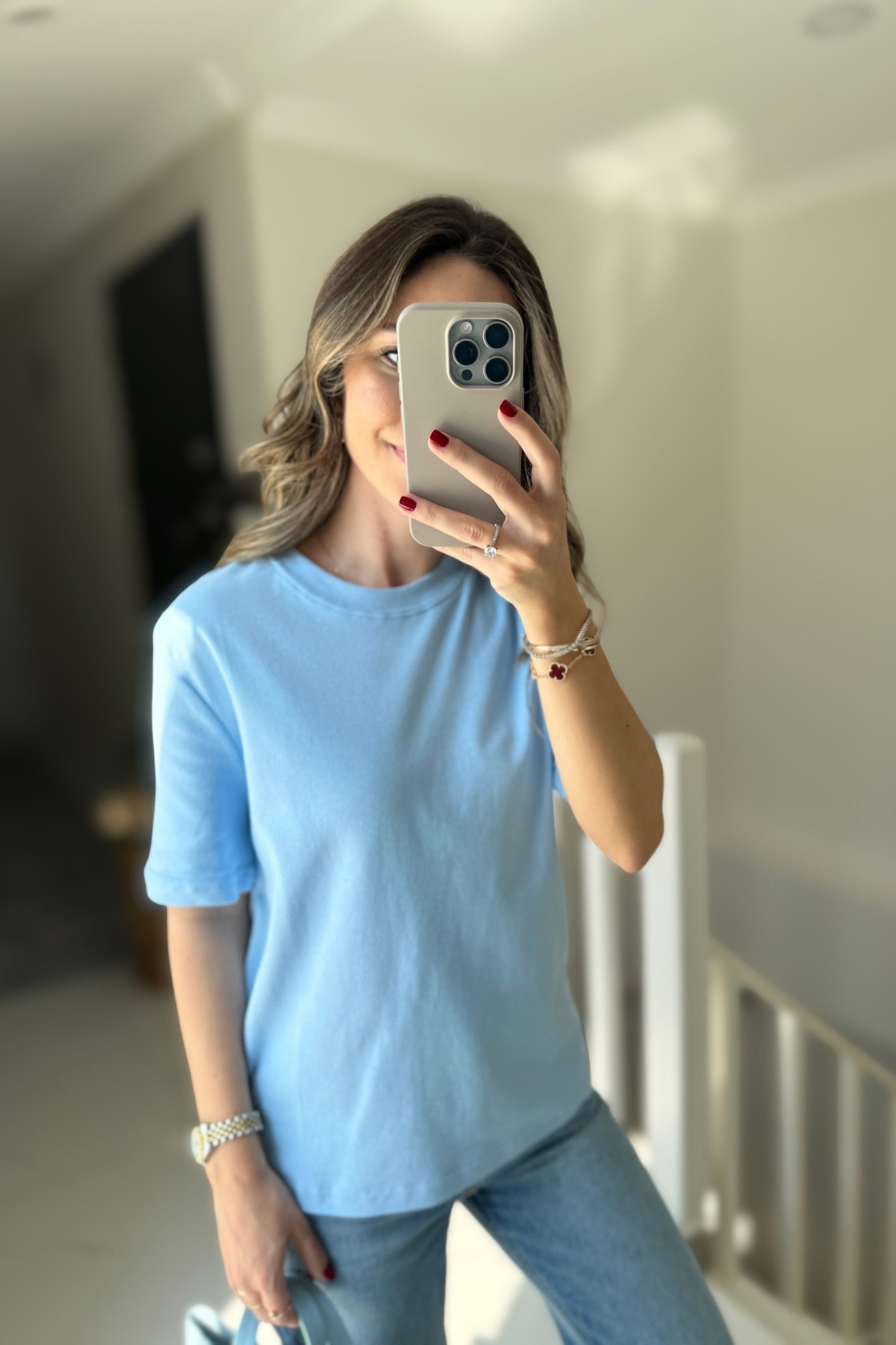 BİSİKLET YAKA BASİC MARKA TİŞÖRT - MAVİ