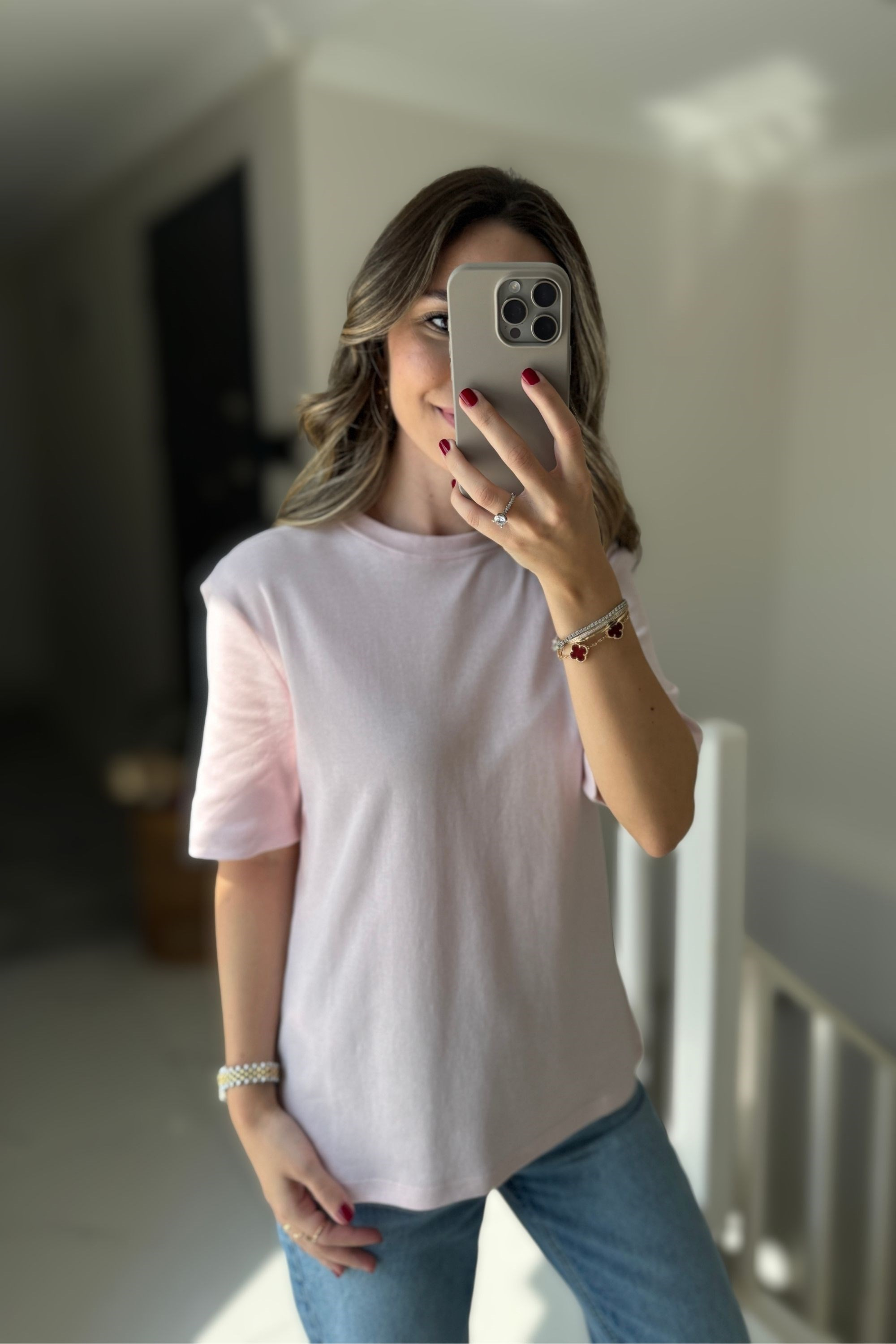 BİSİKLET YAKA BASİC MARKA TİŞÖRT - PEMBE