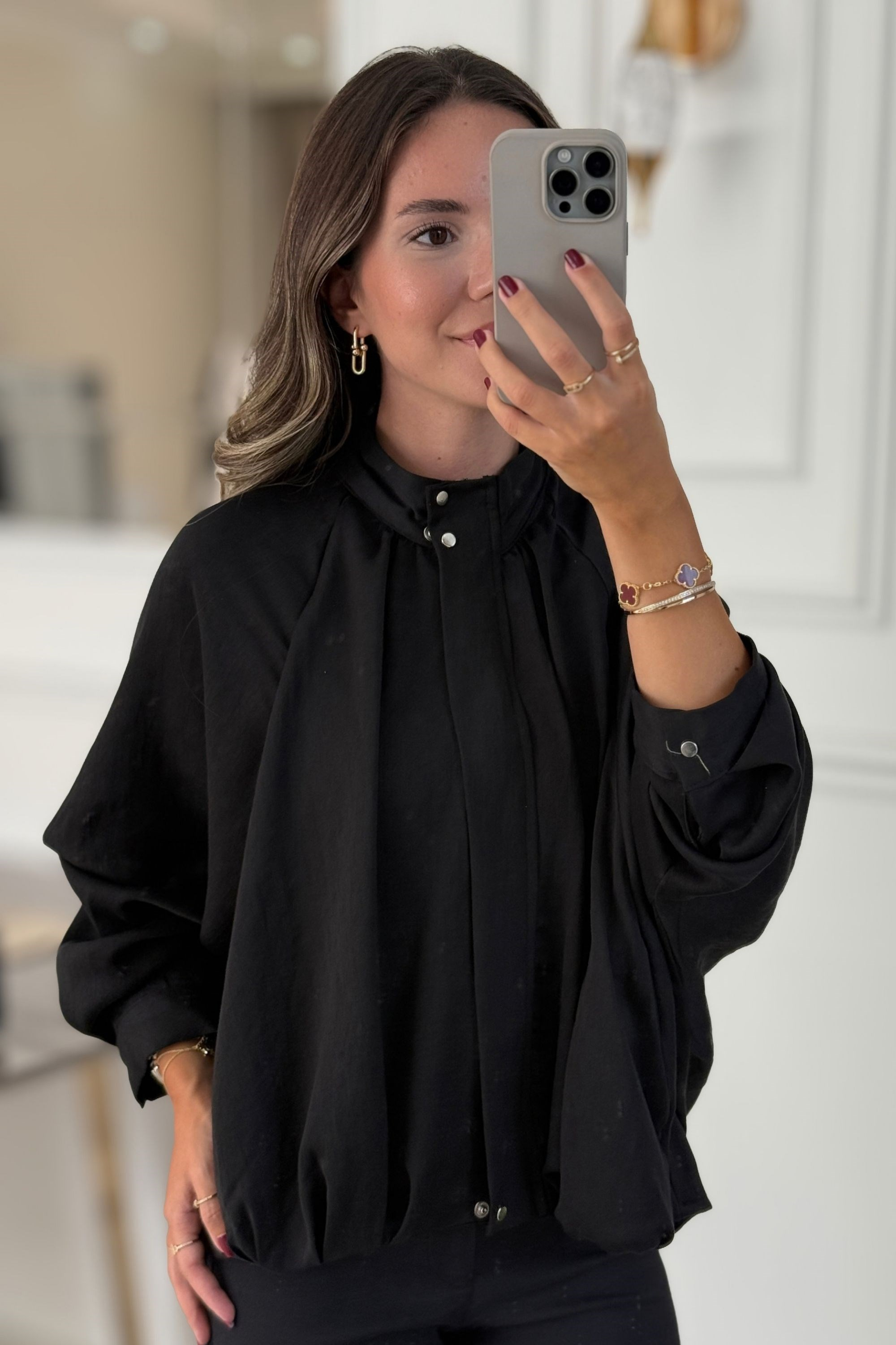DİK YAKALI REGLAN MONT - SİYAH