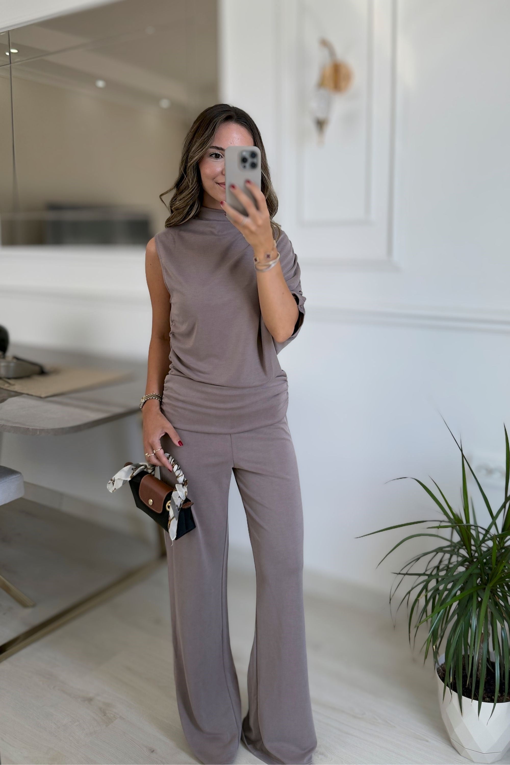 DÜŞÜK OMUZLU MODAL TAKIM - VİZON