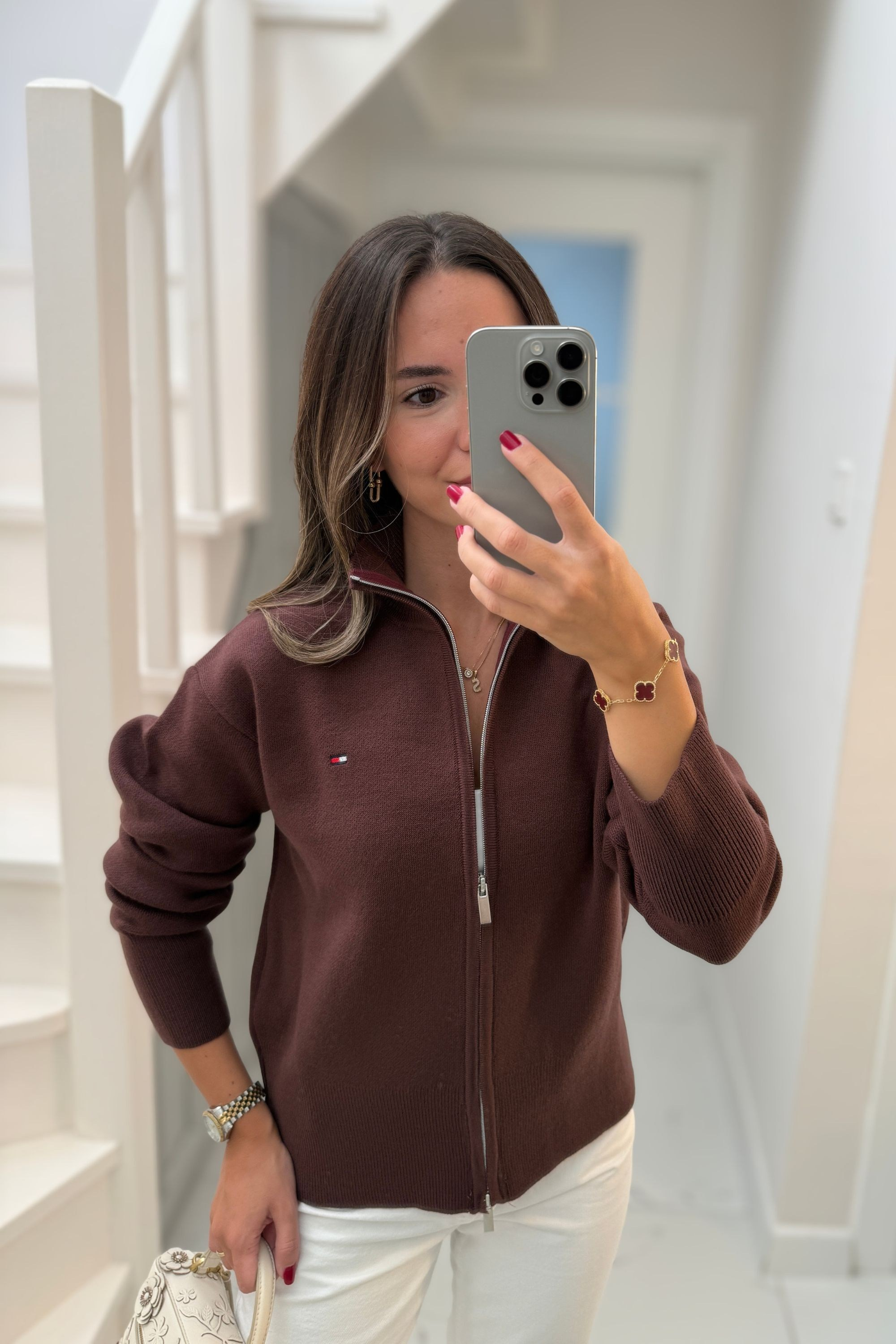 ORJ MARKA DİK YAKA ÇELİK TRİKO HIRKA - BORDO