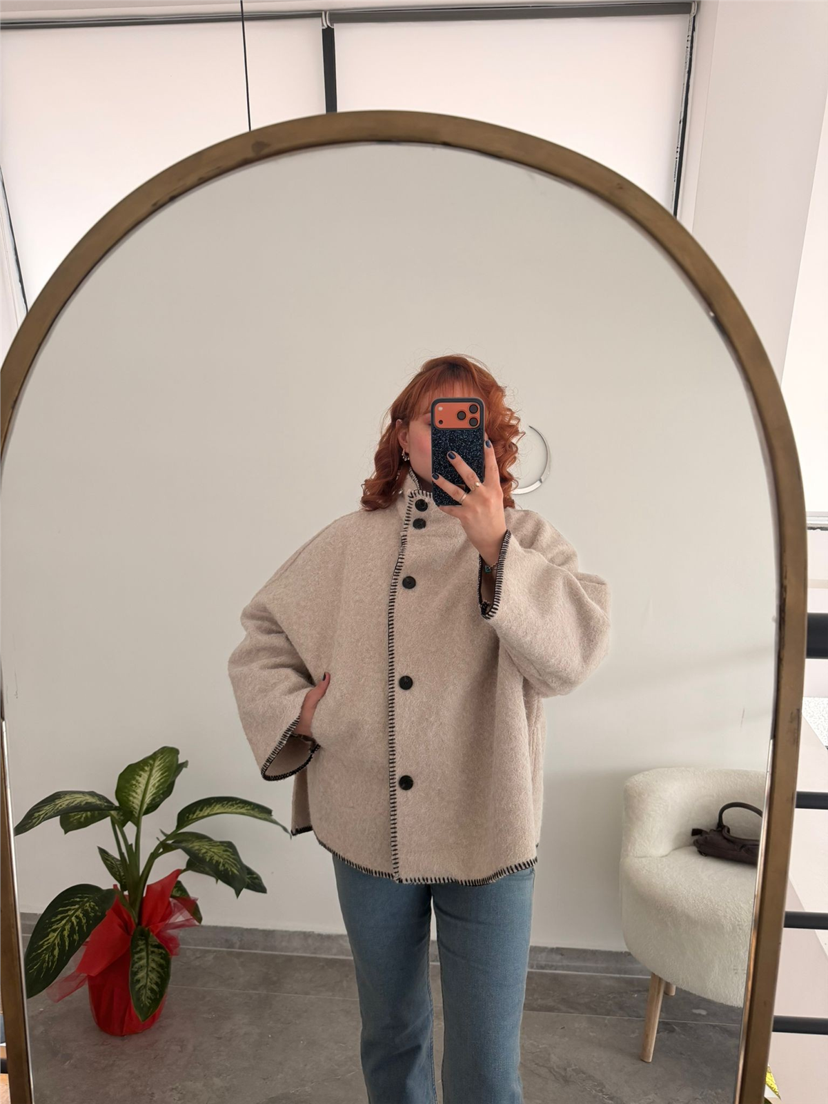 PANÇO KIVIRCIK PELUŞ CEKET BEJ
