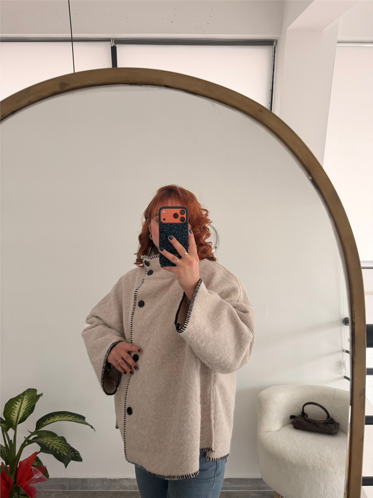 PANÇO KIVIRCIK PELUŞ CEKET BEJ