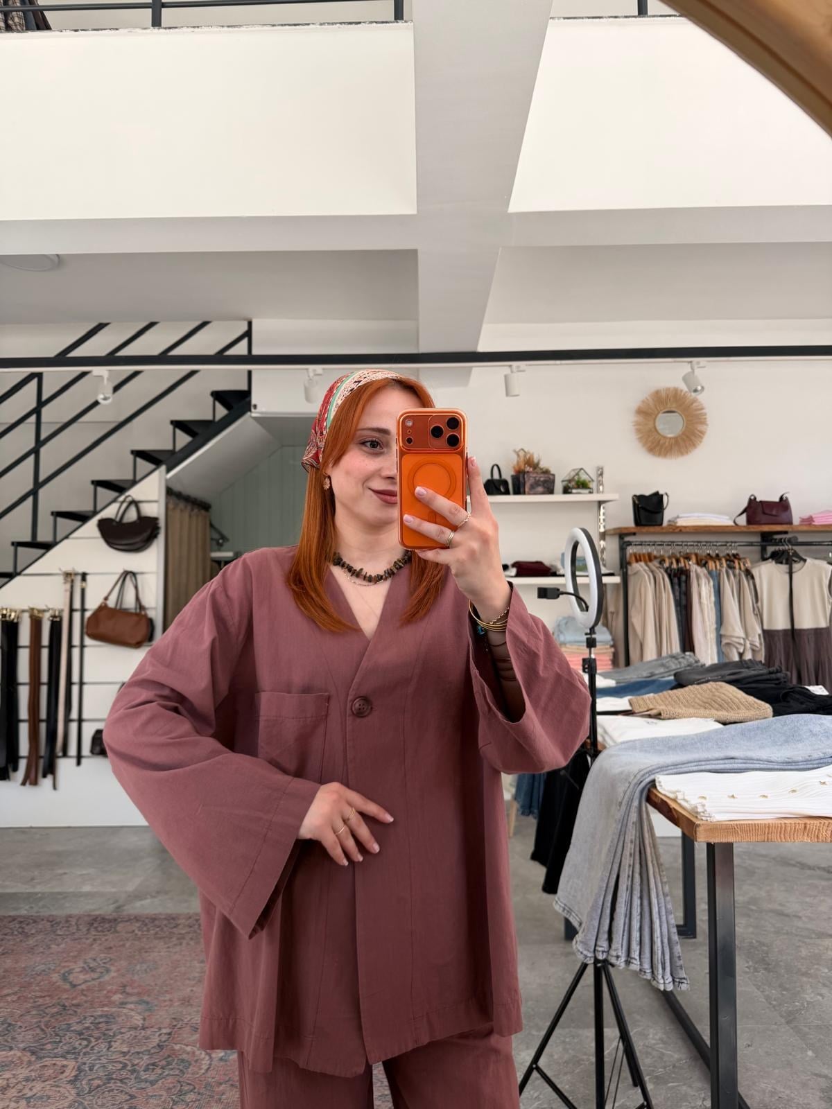 TEK DÜĞMELİ KETEN TAKIM