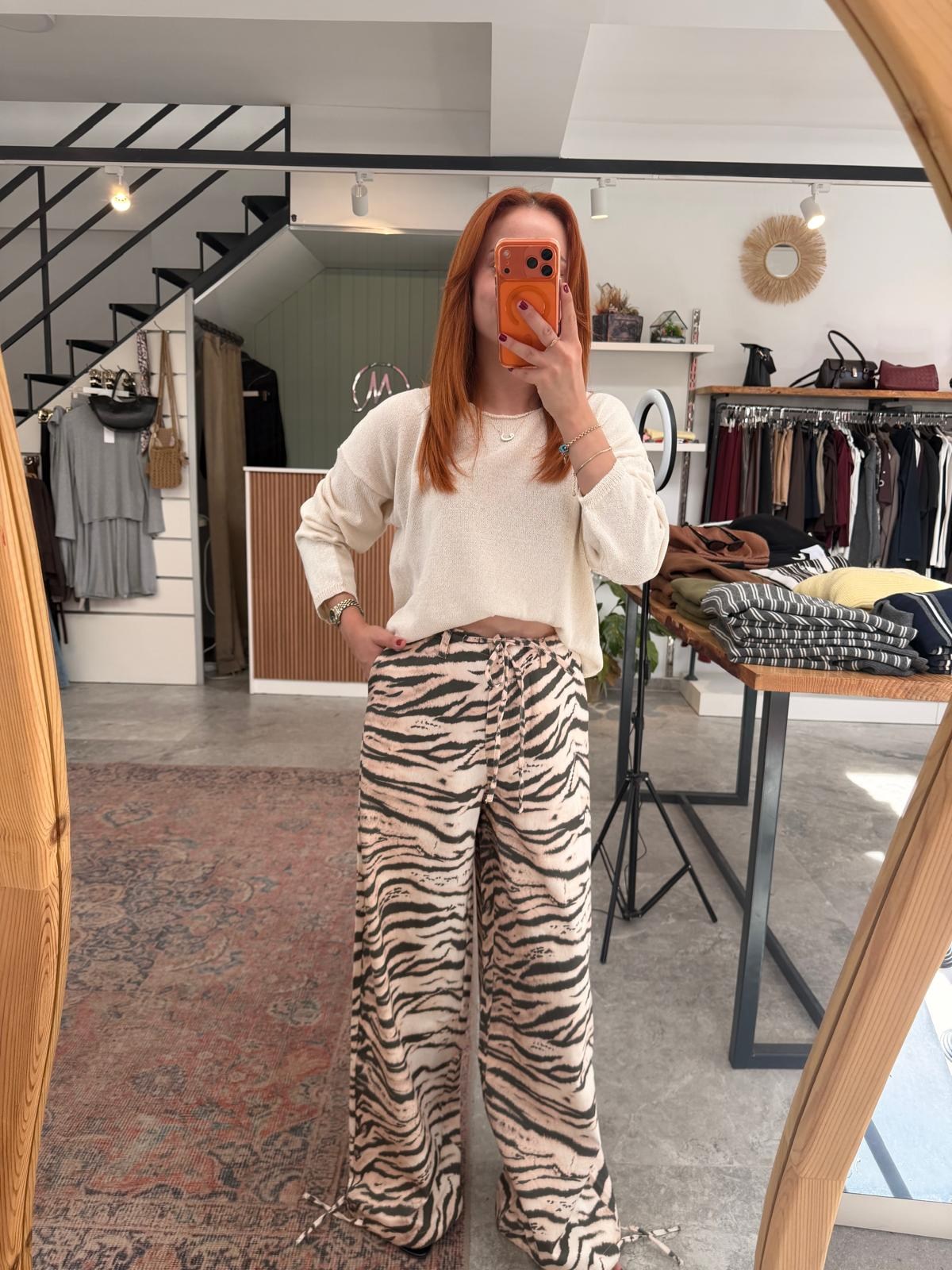 ZEBRA DESEN GABARDİN PANTOLON