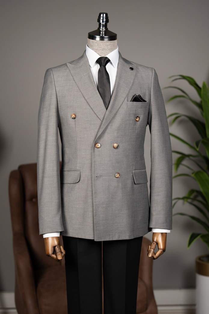 E.K Ceket Kruvaze Gri