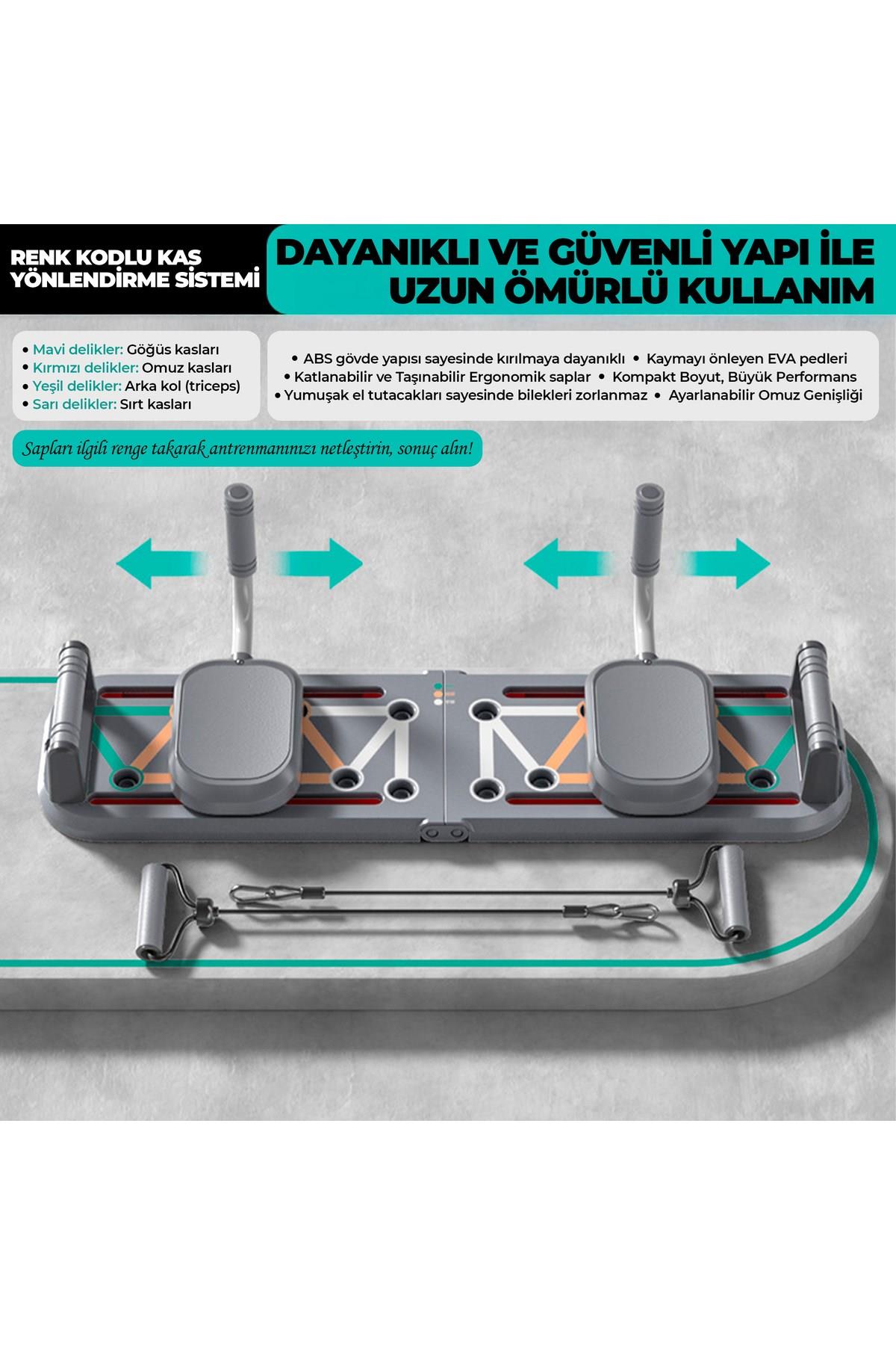 Çok Fonksiyonlu Akıllı Şınav Egzersiz Tahtası Direnç Lastik Bandı Taşınabilir Antrenman Sistemi