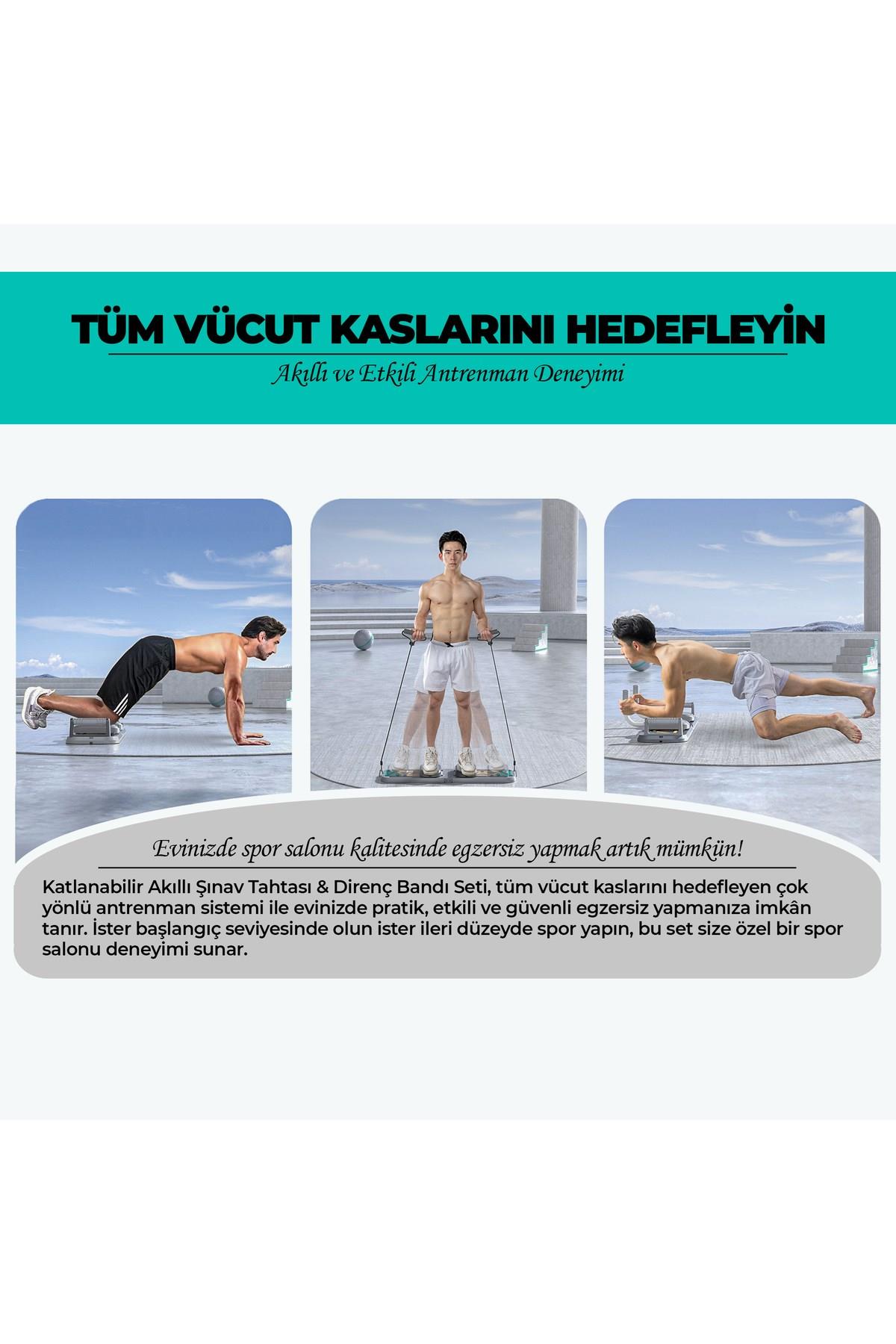 Çok Fonksiyonlu Akıllı Şınav Egzersiz Tahtası Direnç Lastik Bandı Taşınabilir Antrenman Sistemi