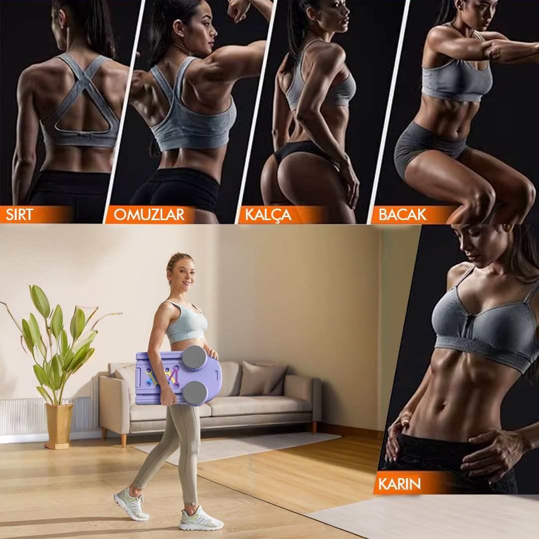 Çok Fonksiyonlu Fitness Tahtası Direnç Bant Ev Core Karın Kol Sırt Güçlendirme Egzersiz Çorap Hediye