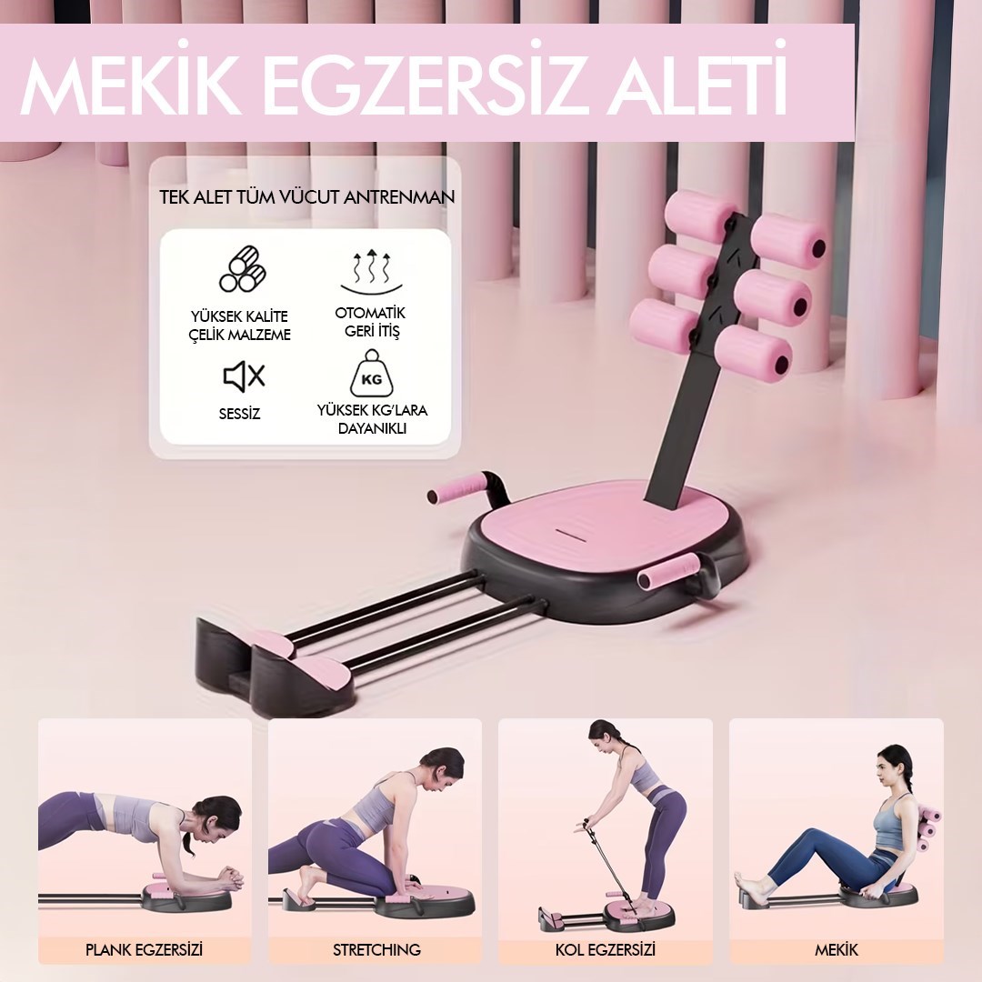 Çok Fonksiyonlu Mekik Aleti Ev Kol Üst Vücut Karın ve Core Egzersiz Cihazı Pilates Çorabı Hediye