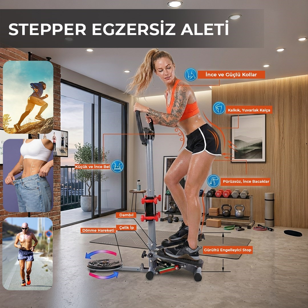 Dikey Eliptik Stepper Ev Egzersiz Aleti Dirençli İpli Vücut Destekli Gösterge Direnç Lastiği Hediye