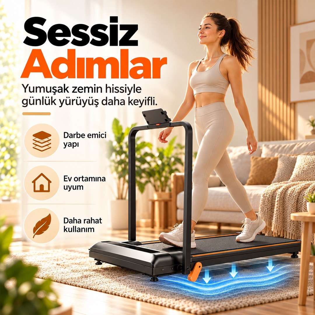 Güçlü Katlanabilir Koşu Bandı Ev Tipi Yürüyüş Fitshow App Bluetoothlu Uzaktan Kumanda Sessiz Motor