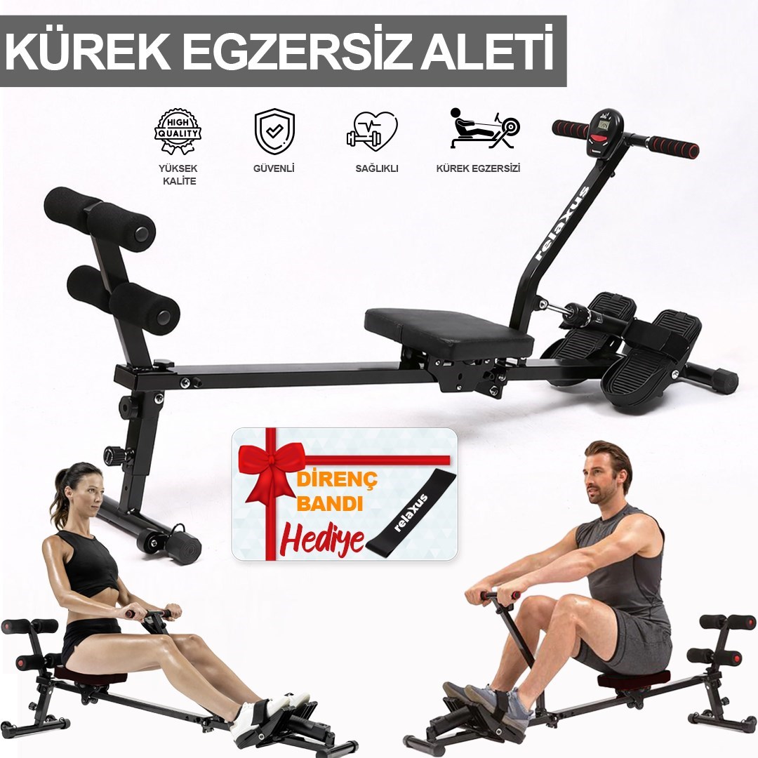 Hidrolik Katlanabilir Kürek Çekme Aleti Gösterge Ev Kardiyo Tüm Vücut Egzersiz Direnç Lastiği Hediye
