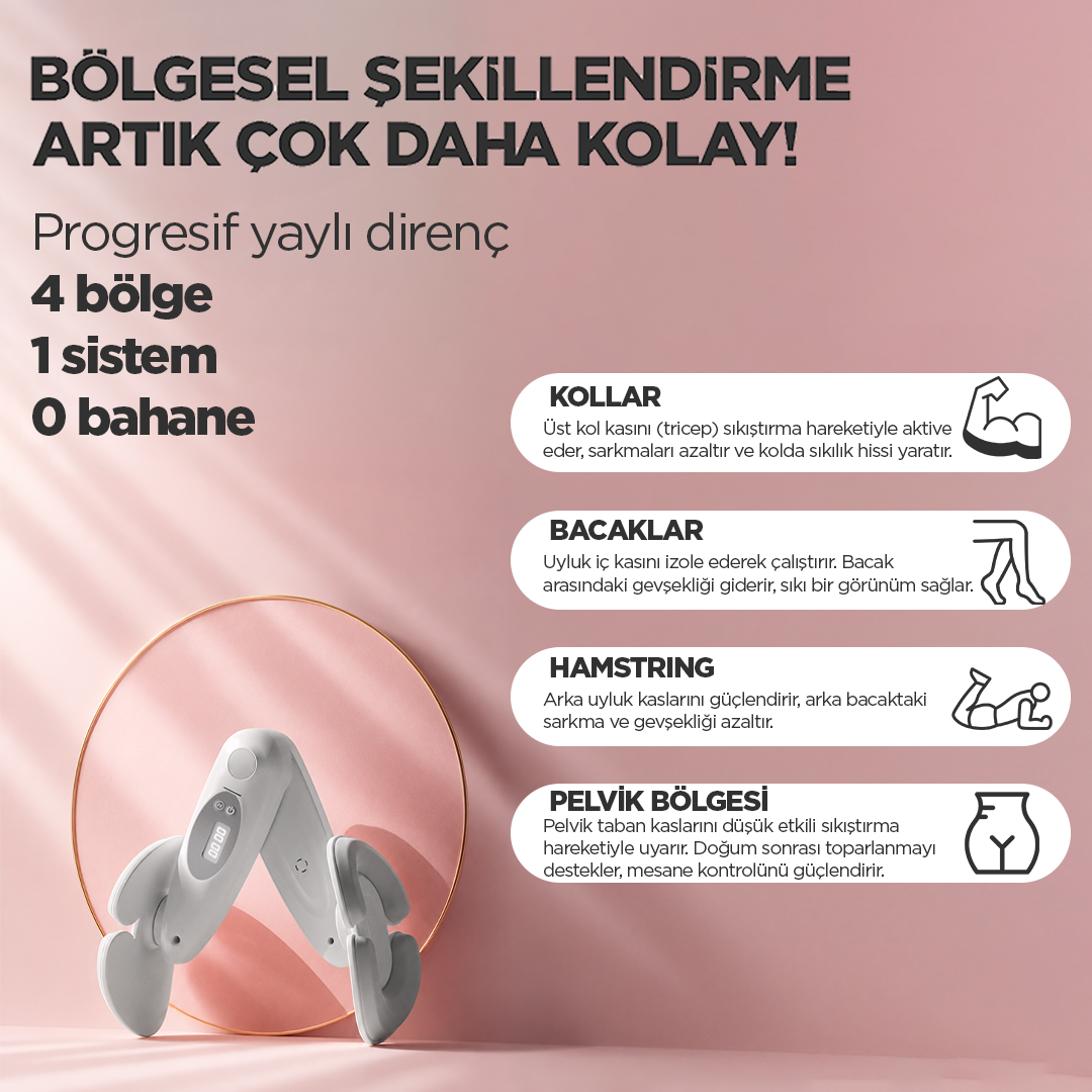 İç Bacak Egzersiz Aleti Thigh Master Kegel Cihazı Pelvik Taban Kas Aleti Kalça ve Kol Sıkılaştırıcı