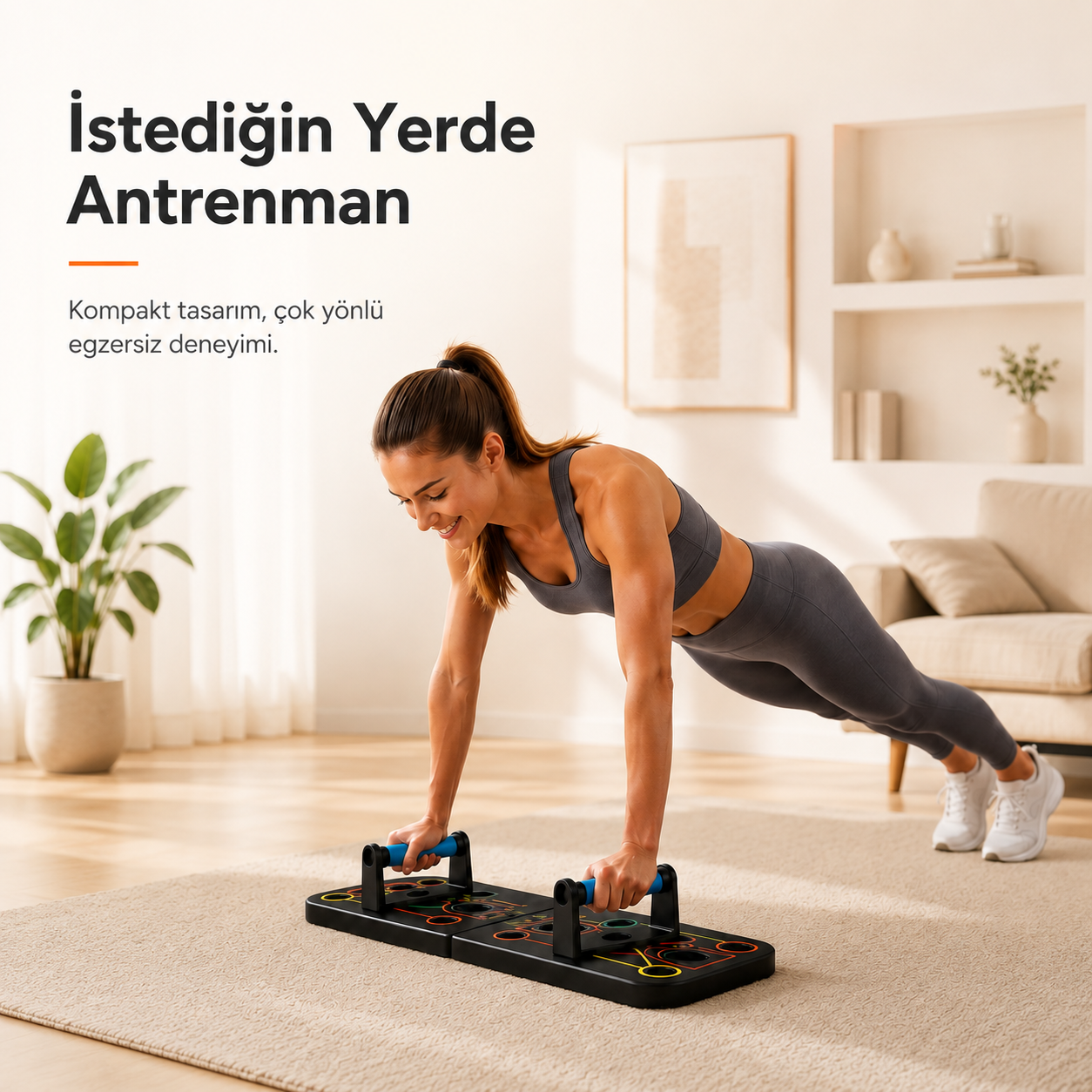 Katlanabilir Şınav Tahtası Direnç Bandı Ab Roller El Yayı  Atlama İpi Karın Göğüs Egzersiz Aleti Seti