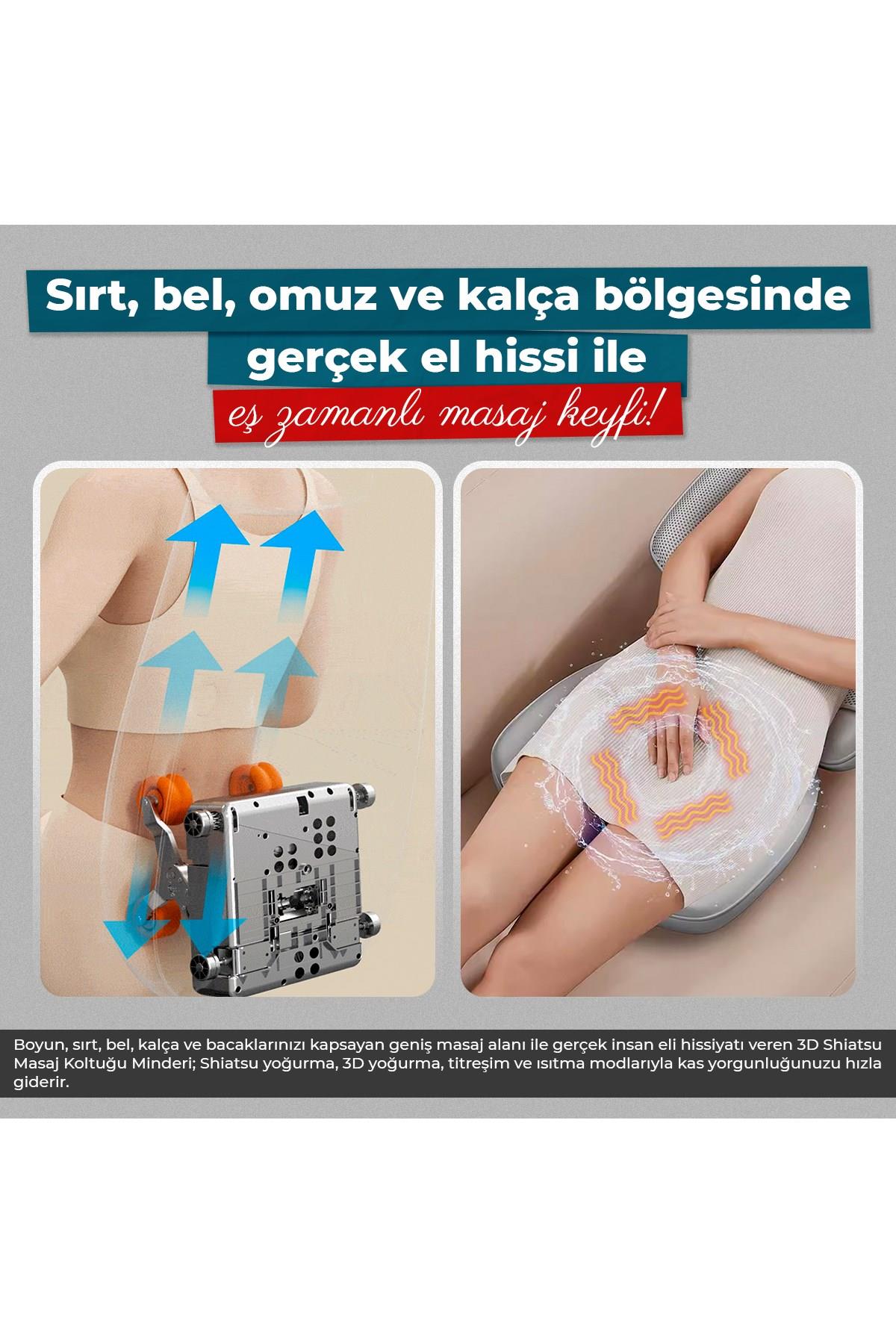 Masaj Koltuğu Minderi Isıtmalı, Titreşimli, Sırt, Bel Ve Omuz Ofis Masaj Cihazı Ovma Yoğurma