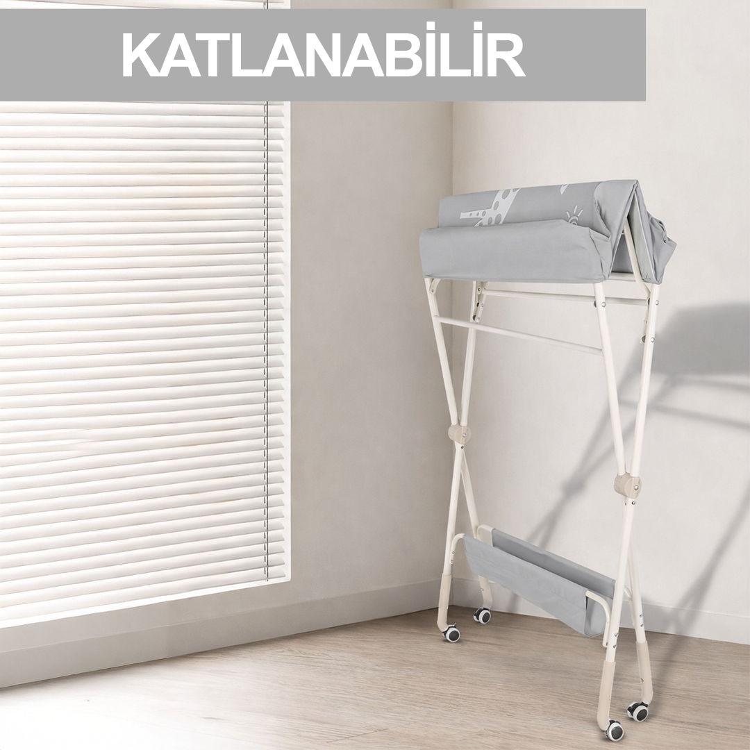 Portatif Bebek Alt Değiştirme Bakım Masası Sepetli Organizer Katlanabilir Taşınabilir İstasyon