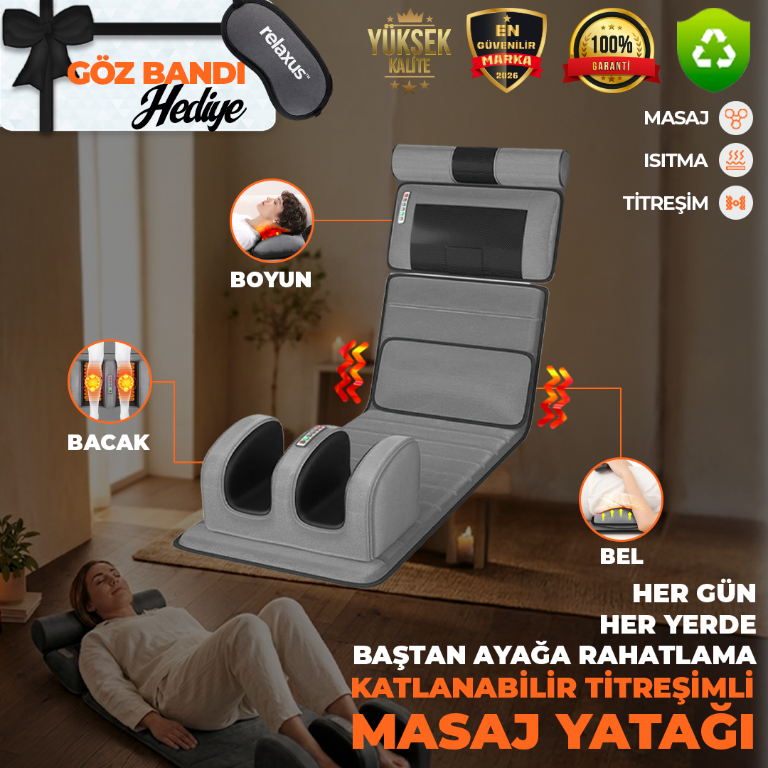 RLX20 Katlanabilir Elektrikli Tam Vücut Isıtmalı Masaj Yatağı Boyun Masaj Cihazı Ayak Masaj Cihazı