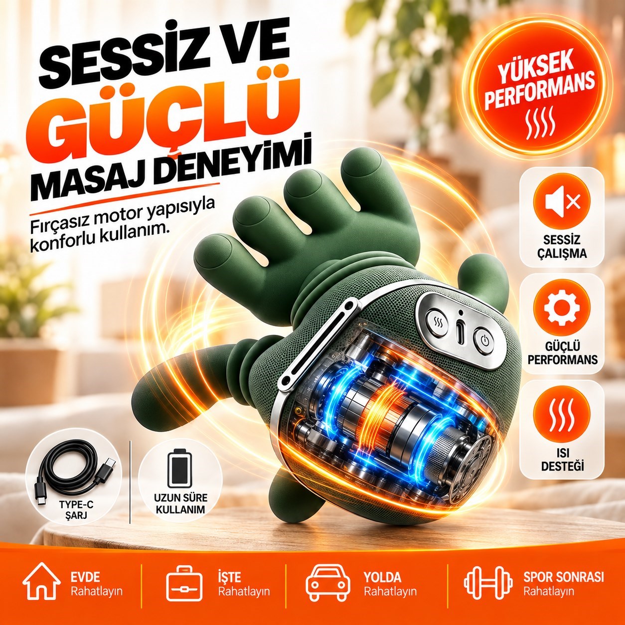Şarjlı Isıtmalı Boyun Masaj Aleti El Hisli Parmakla Yoğurma Teknolojili Omuz Sırt Bacak Masaj Cihazı
