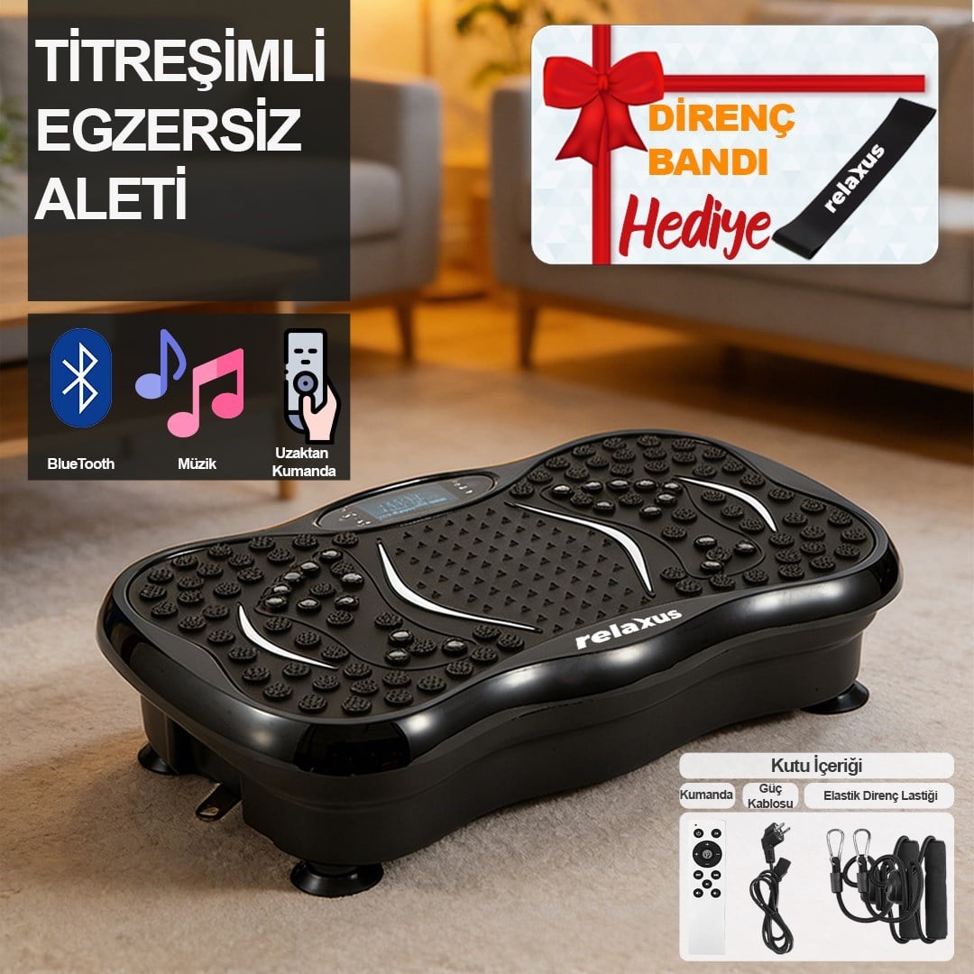 Yüksek Titreşimli Egzersiz Platformu Bluetooth Masaj Aleti Ev Fitness Cihazı Direnç Lastiği Hediye
