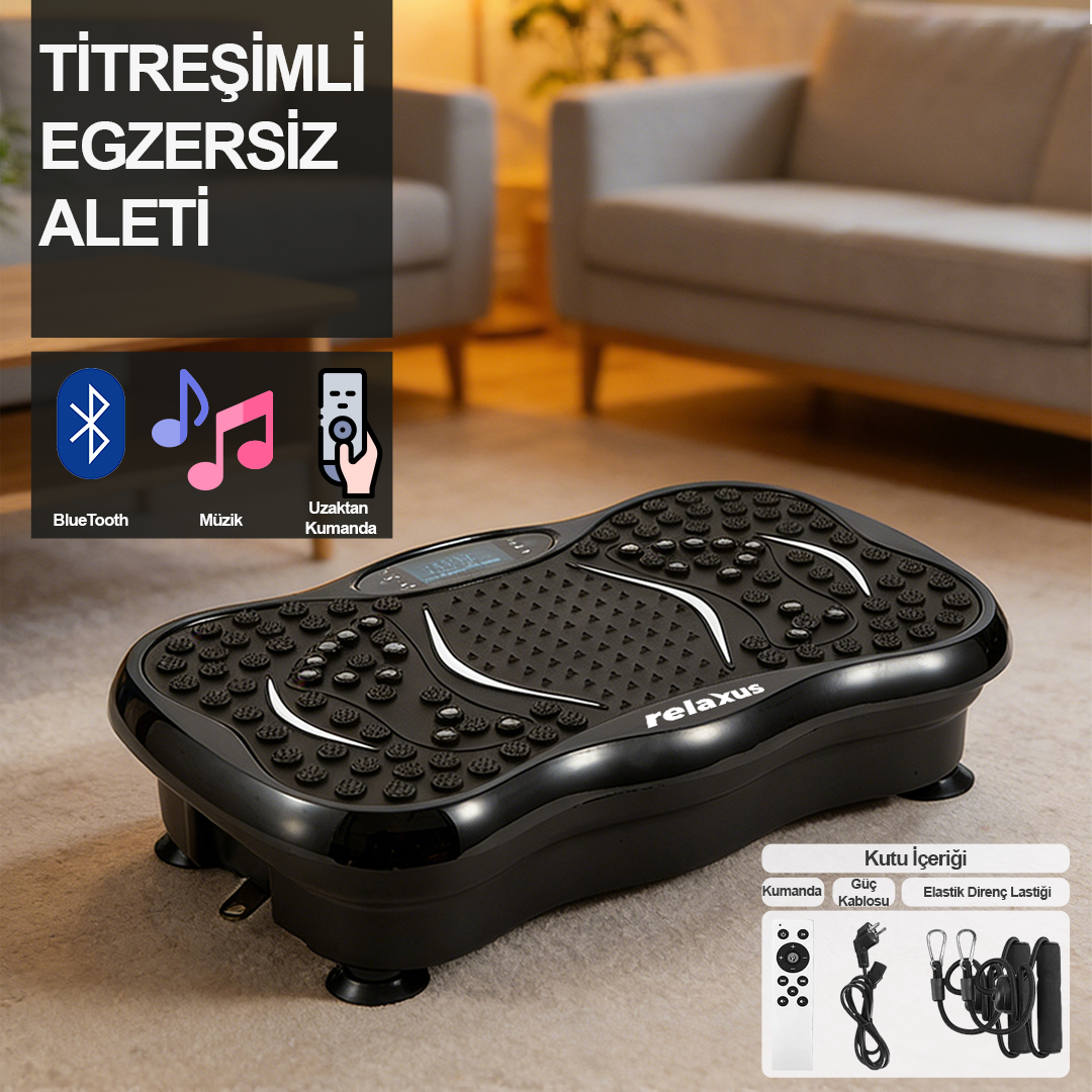 Yüksek Titreşimli Egzersiz Platformu Bluetooth Masaj Aleti Ev Fitness Cihazı Direnç Lastiği Hediye