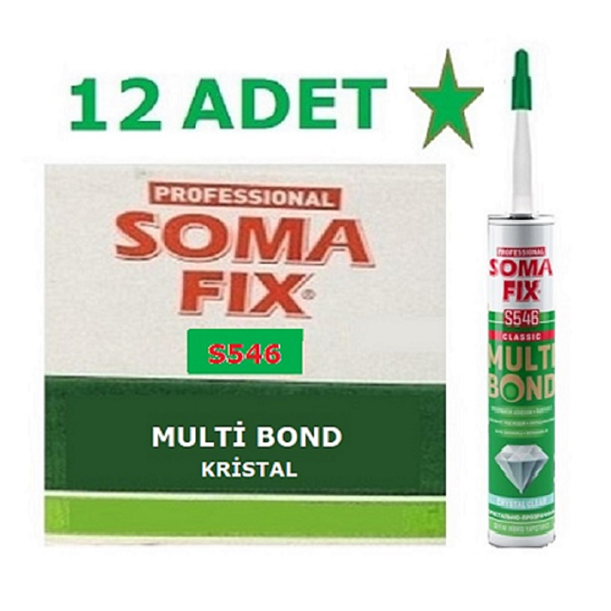12 Adet 300 ml Somafix Şeffaf Multi Bond Hibrid Sıvı Çivi Suya Dayanıklı Kristal Silikon Yapıştırıcı