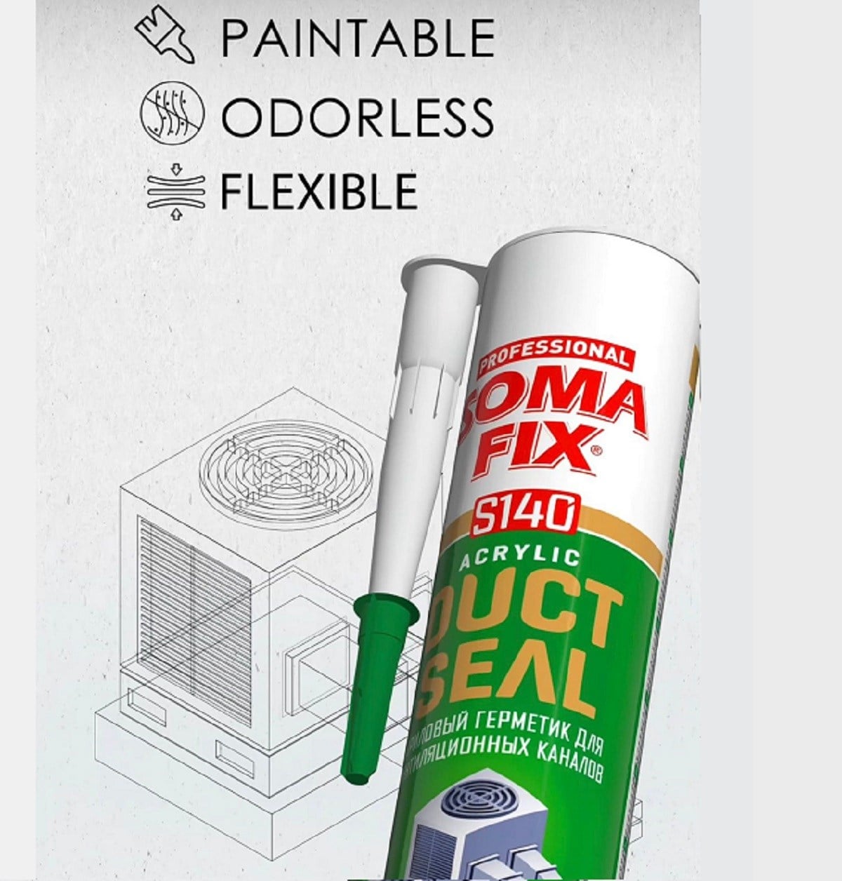 310 ml Gri Somafix Akrilik Havalandırma Kanal Mastiği Duct Seal 