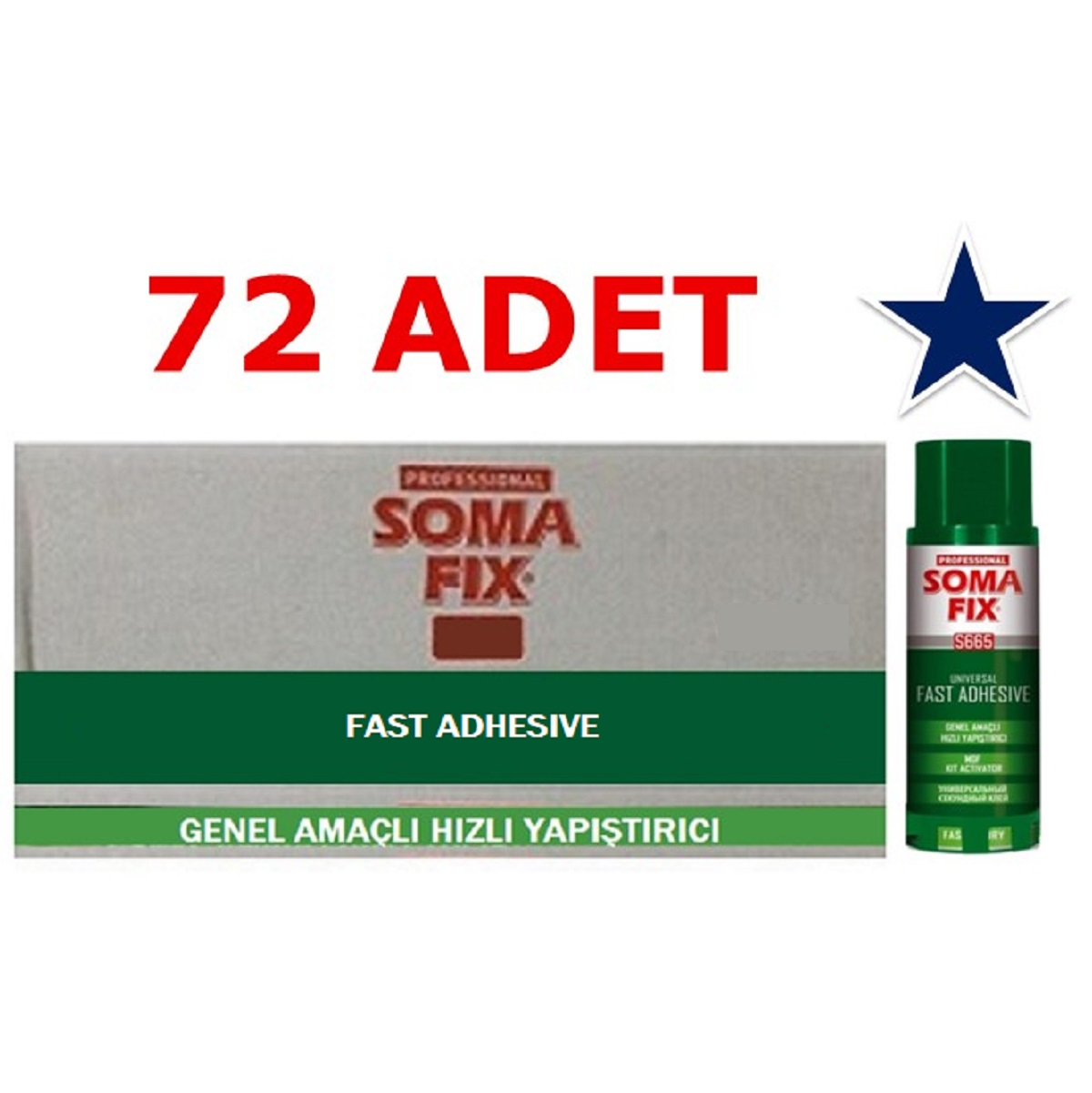72 Adet 400 ml Somafix Hızlı Yapıştırıcı Aktivatörü Hızlandırıcısı