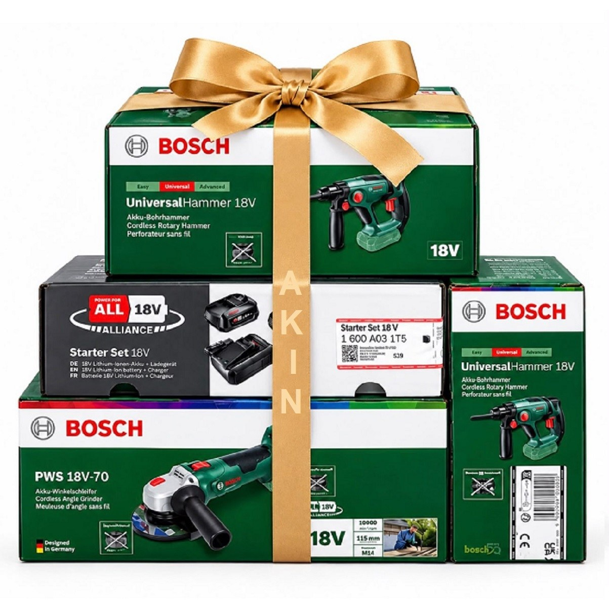 Bosch UniversalHammer 18V UniversalGrind 18V-75 EasyImpact 18V-40 2.5Ah. Çift Akülü Makine Seti
