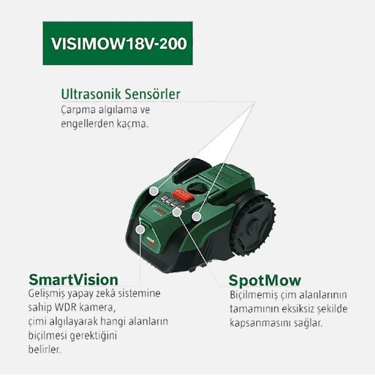 Bosch Visimow200 Çim Biçme Robotu Tek Akülü