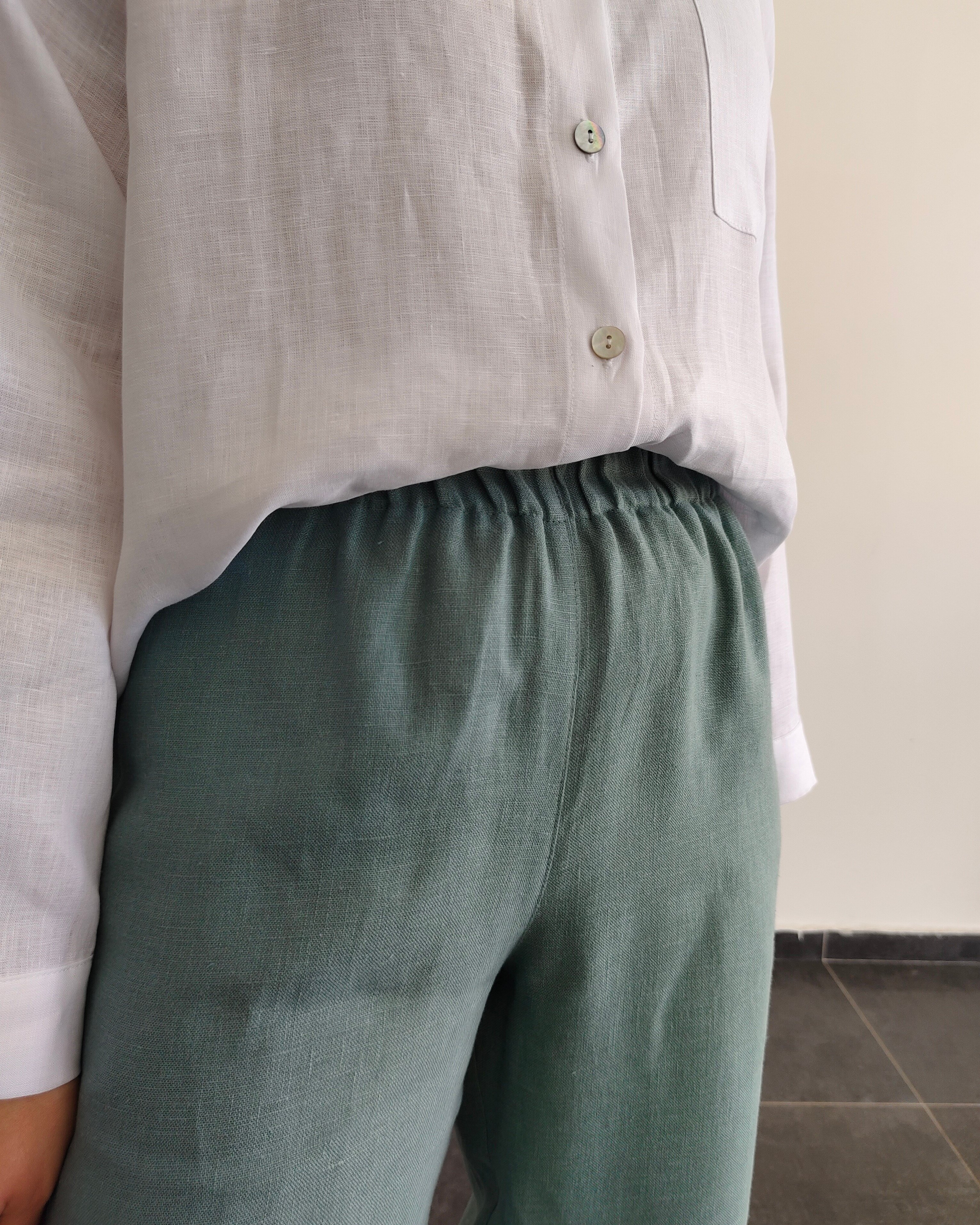 %100 Keten Okaliptus Pantolon