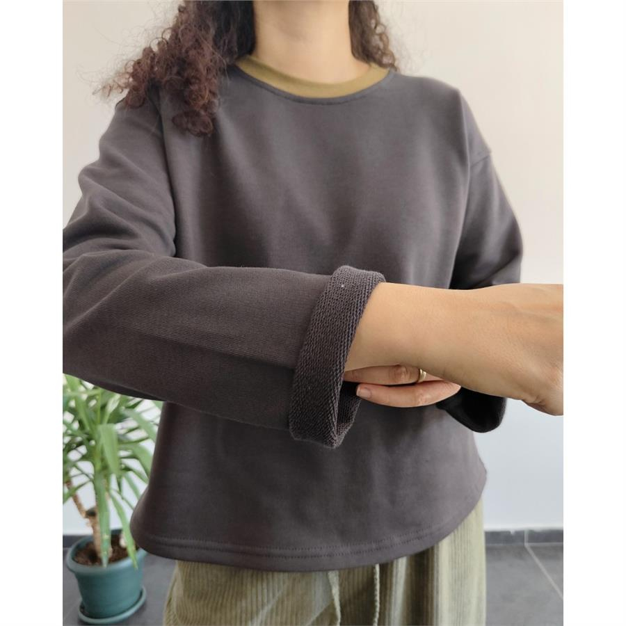 %100 Pamuk 3İp Antrasit Sweatshirt 
