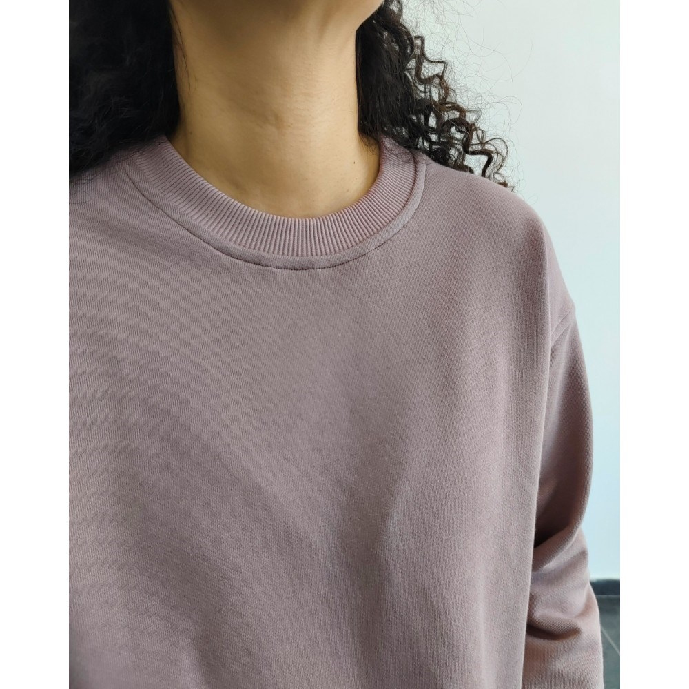 %100 PAMUK 3İP GÜL KURUSU SWEATSHİRT 